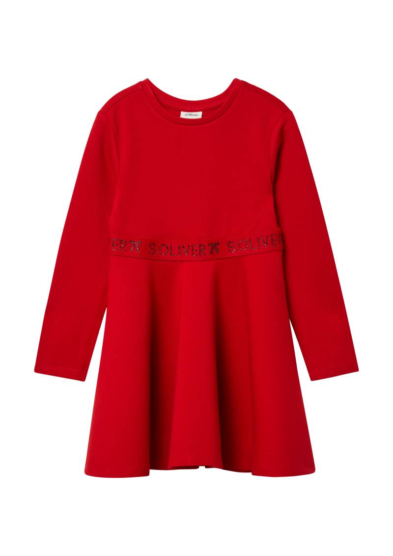 s.Oliver - Kurzes Interlock-Kleid mit Logo-Glitzer-Tape, Kinder, rot von s.Oliver