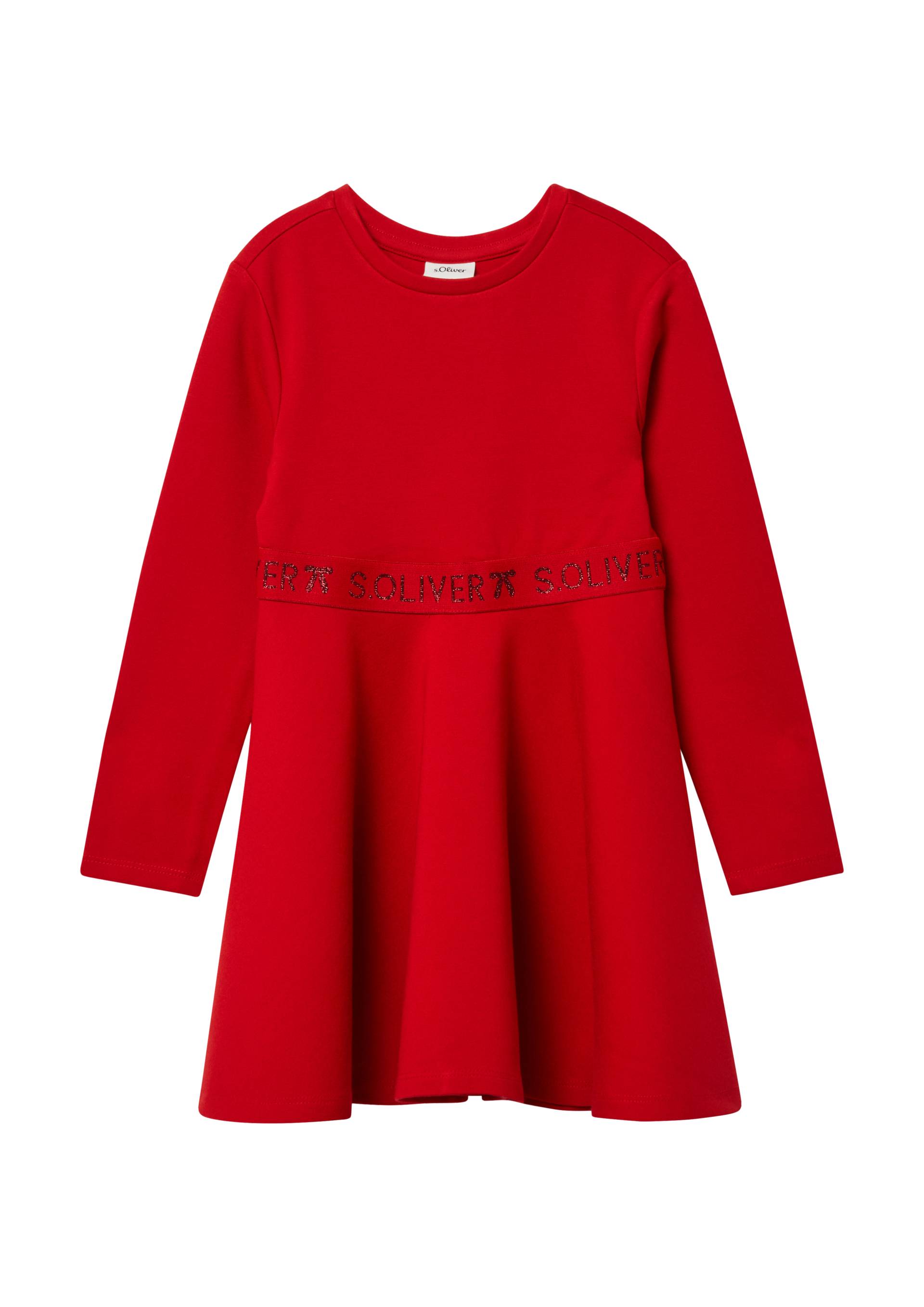 s.Oliver - Kurzes Interlock-Kleid mit Logo-Glitzer-Tape, Kinder, rot von s.Oliver