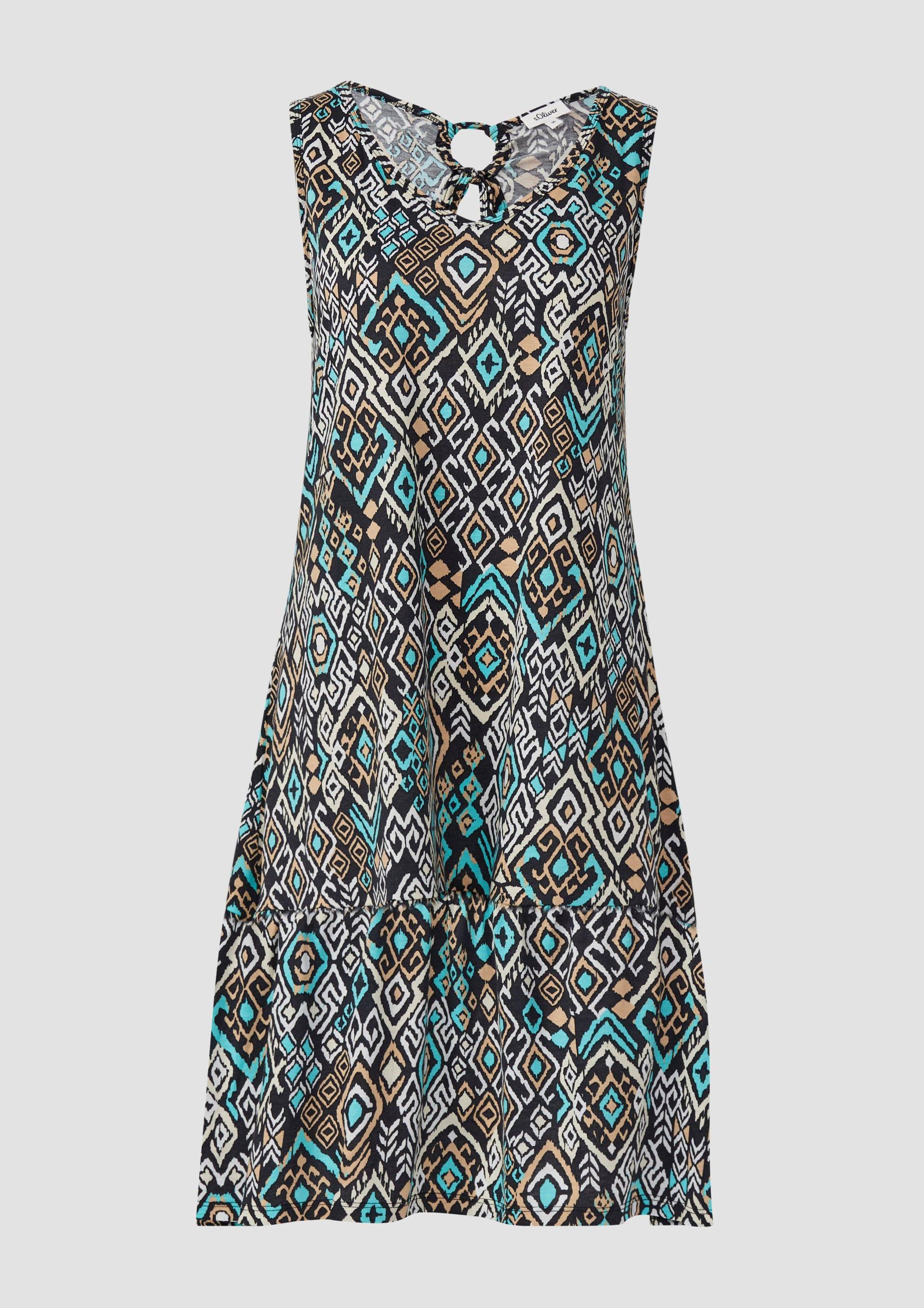 s.Oliver - Kurzes Jersey-Kleid mit Schleifendetail am Rücken, Damen, schwarz|mehrfarbig von s.Oliver