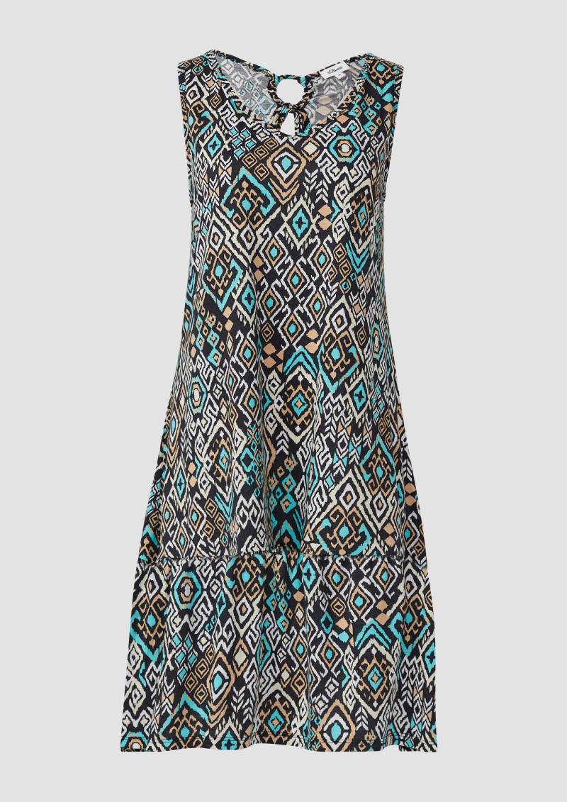 s.Oliver - Kurzes Jersey-Kleid mit Schleifendetail am Rücken, Damen, schwarz|mehrfarbig von s.Oliver