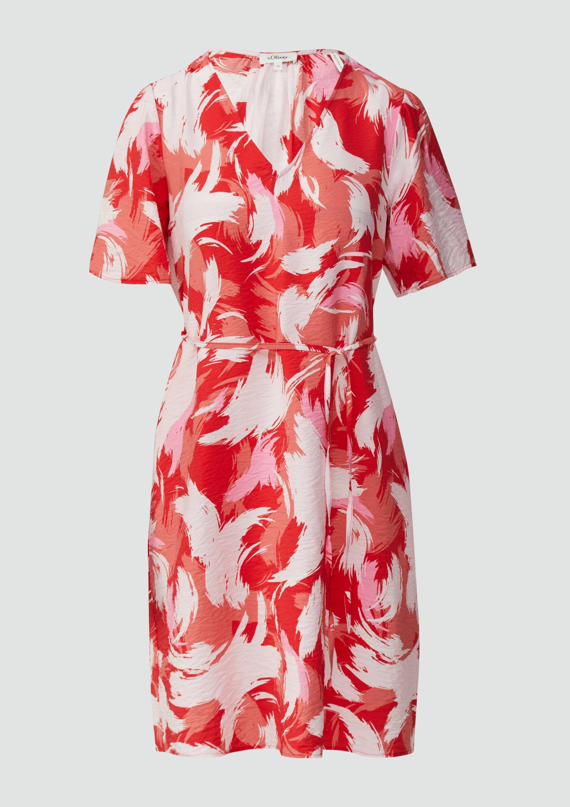 s.Oliver - Kurzes Kleid aus Viskosemix mit Puffärmeln, Damen, rot von s.Oliver