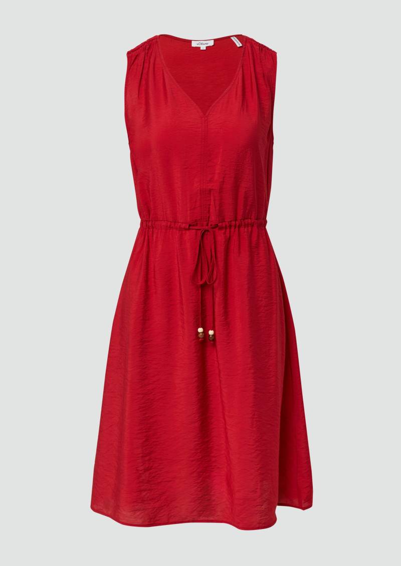 s.Oliver - Kurzes Kleid aus strukturiertem Viskosemix mit Binde-Detail, Damen, rot von s.Oliver