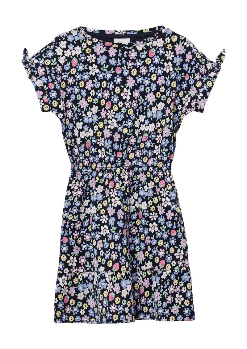 s.Oliver - Kurzes Kleid mit All-over-Print und Raffung, Kinder, blau|mehrfarbig von s.Oliver