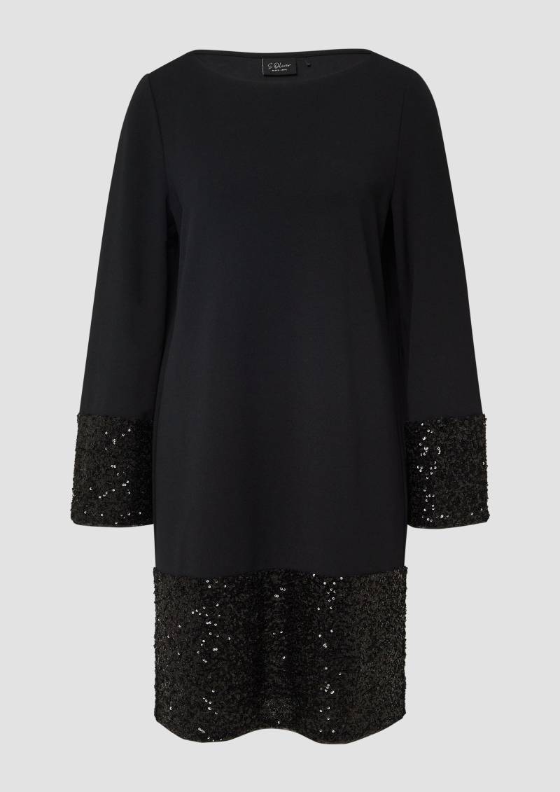 s.Oliver - Kurzes Kleid mit Pailletten und langem Arm, Damen, schwarz von s.Oliver