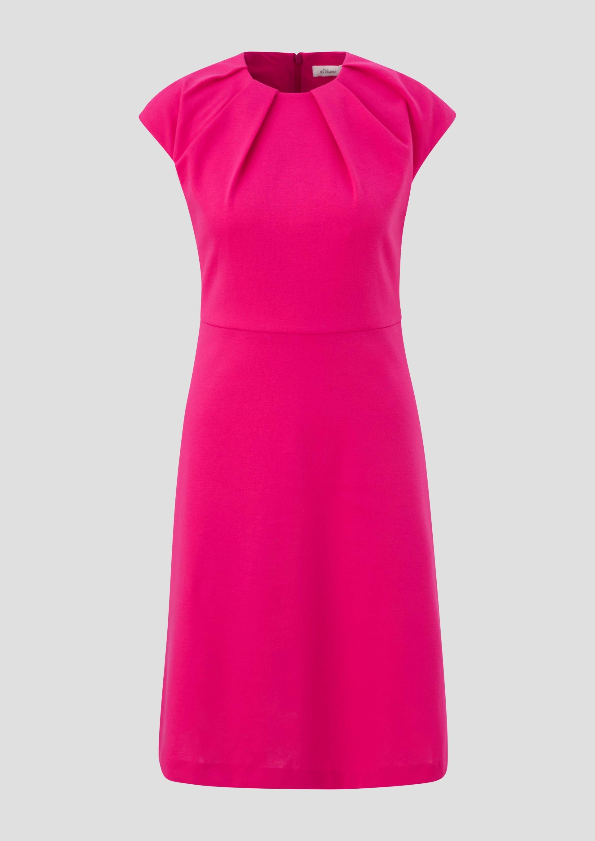 s.Oliver - Kurzes Kleid mit plissiertem Rundhalsausschnitt, Damen, Rosa von s.Oliver