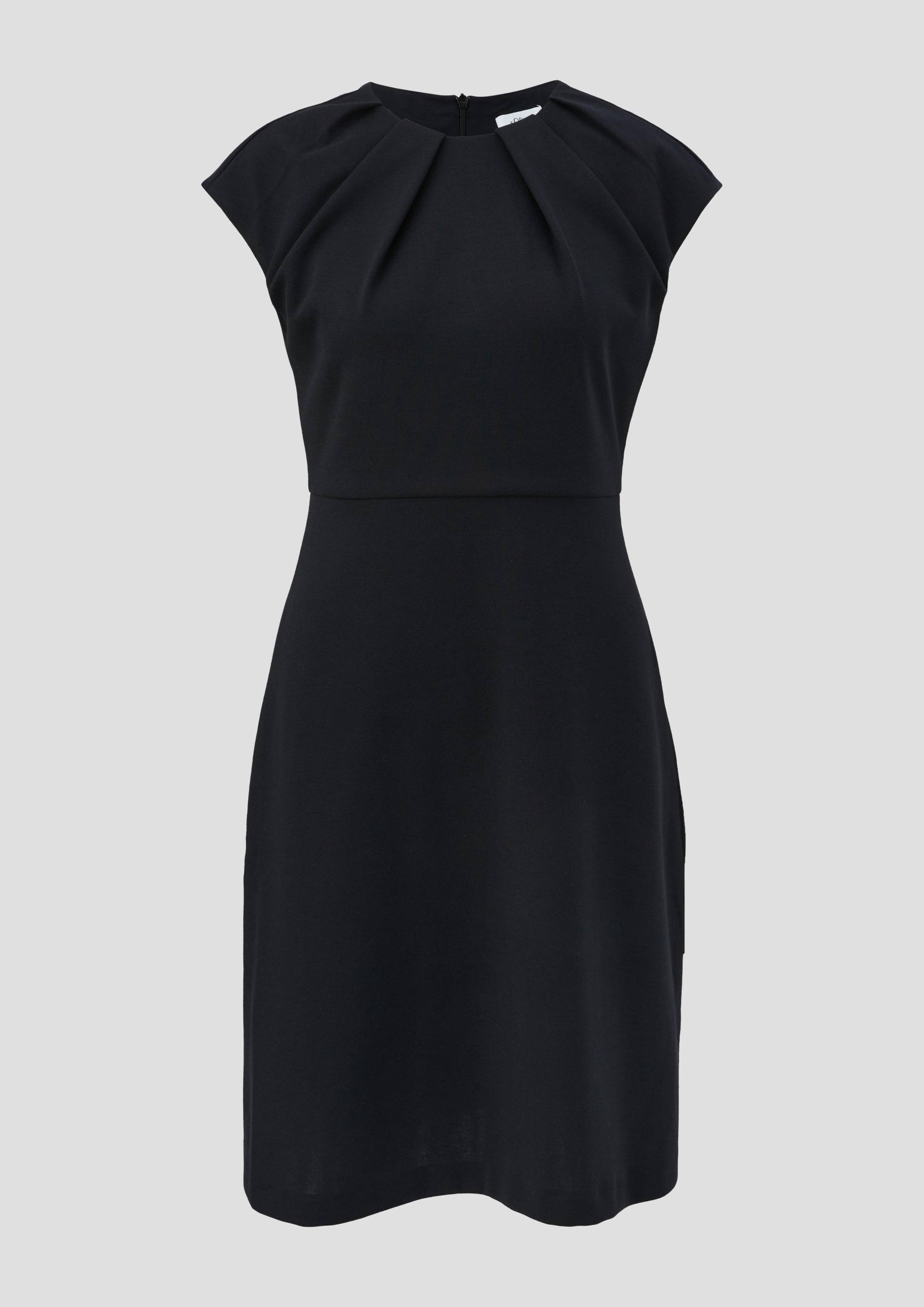 s.Oliver - Kurzes Kleid mit plissiertem Rundhalsausschnitt, Damen, schwarz von s.Oliver