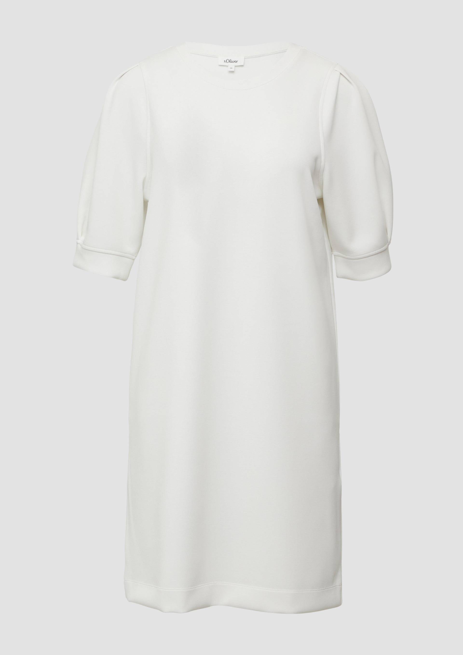 s.Oliver - Kurzes Scuba-Kleid mit Puffärmeln, Damen, creme von s.Oliver