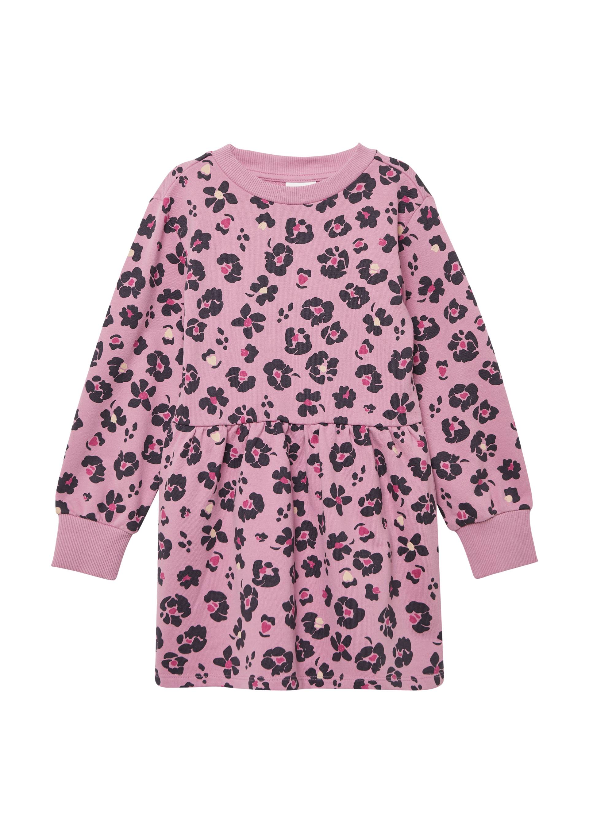 s.Oliver - Kurzes Sweatkleid aus Baumwollmix mit All-over-Print, Kinder, pink|mehrfarbig von s.Oliver