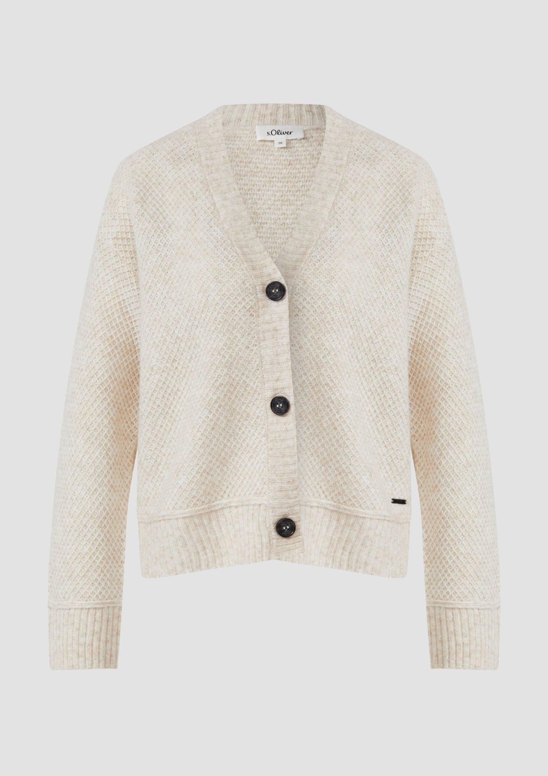 s.Oliver - Kuscheliger Wollmix-Cardigan aus Strukturstrick, Damen, Beige von s.Oliver