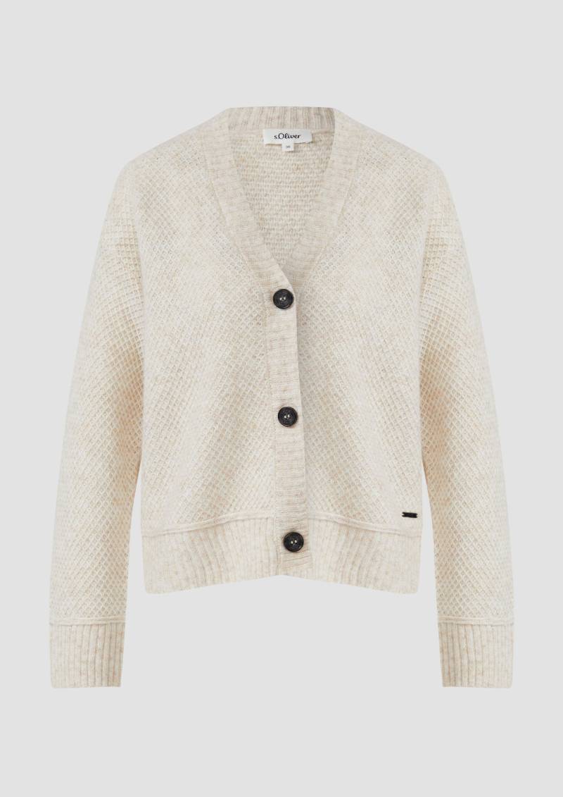 s.Oliver - Kuscheliger Wollmix-Cardigan aus Strukturstrick, Damen, Beige von s.Oliver