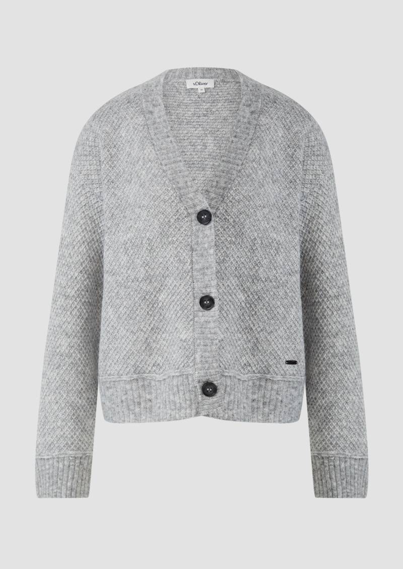 s.Oliver - Kuscheliger Wollmix-Cardigan aus Strukturstrick, Damen, grau von s.Oliver