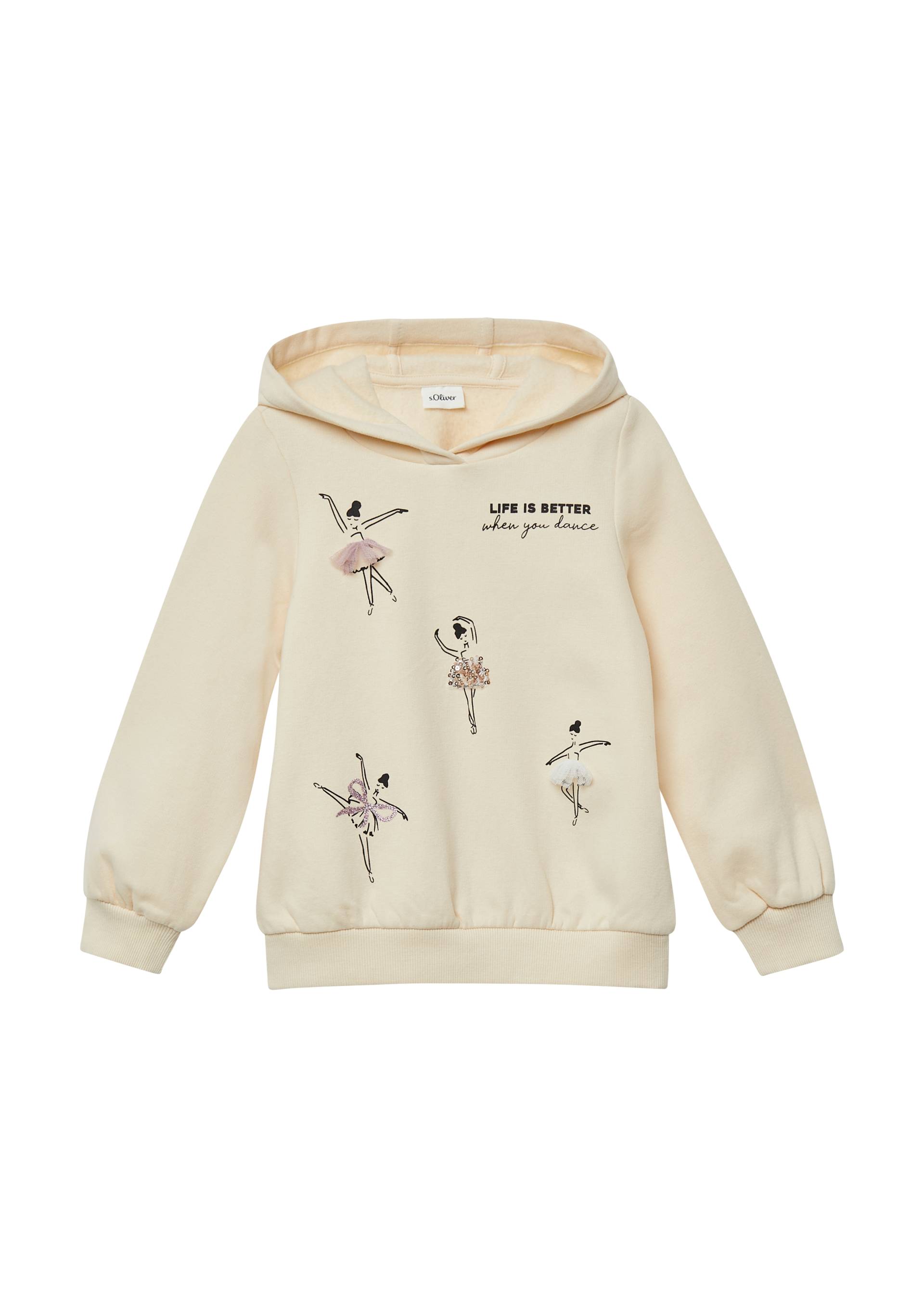 s.Oliver - Kuscheliger Hoodie mit Artwork, Kinder, Beige von s.Oliver