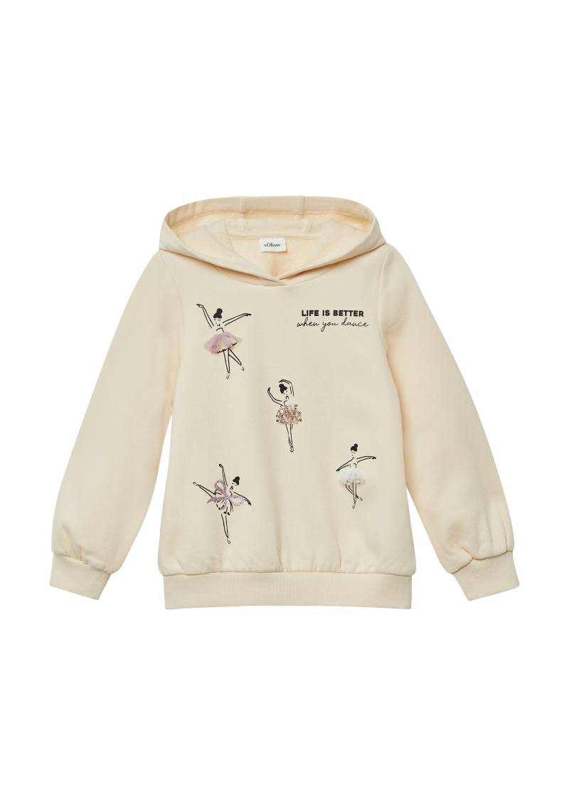 s.Oliver - Kuscheliger Hoodie mit Artwork, Kinder, Beige von s.Oliver