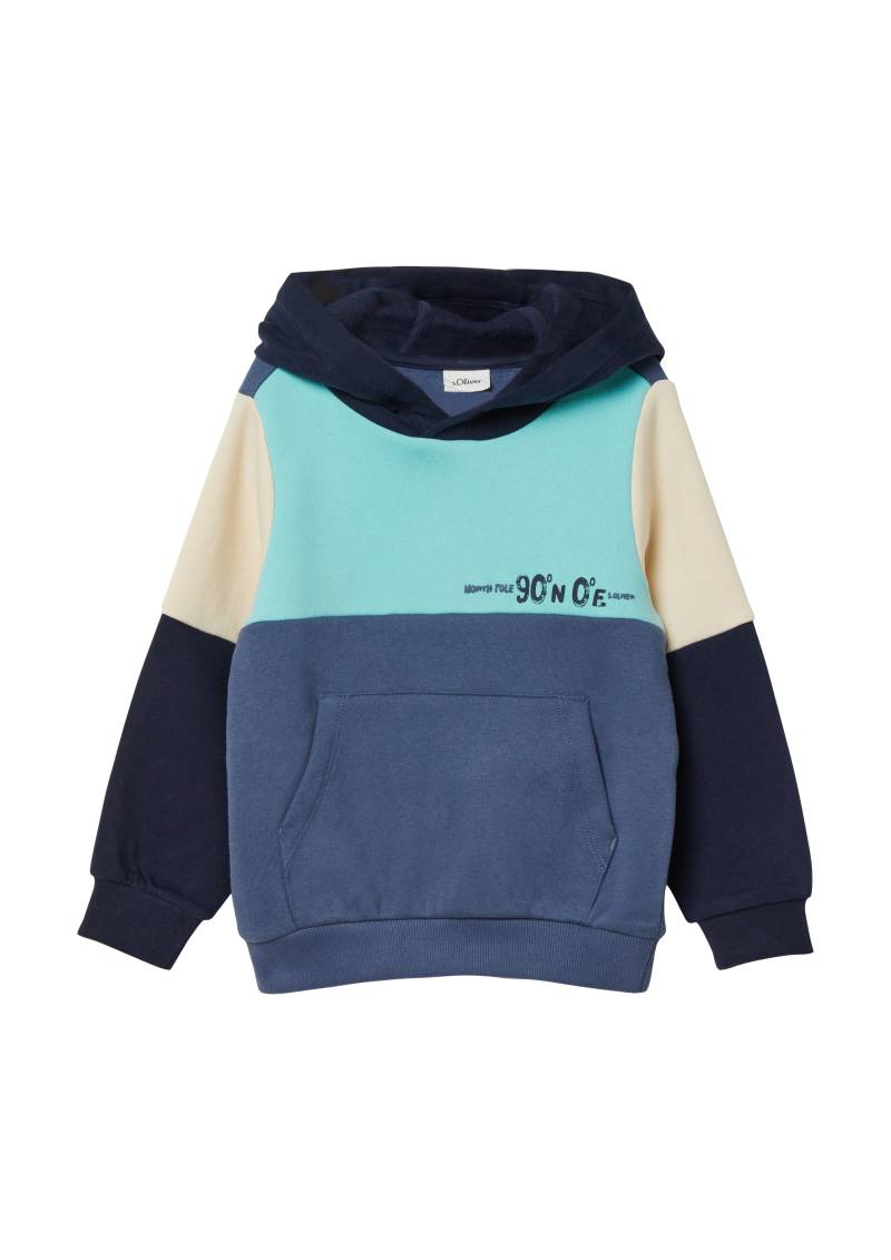 s.Oliver - Kuscheliger Hoodie mit Colourblocking, Kinder, blau|mehrfarbig von s.Oliver