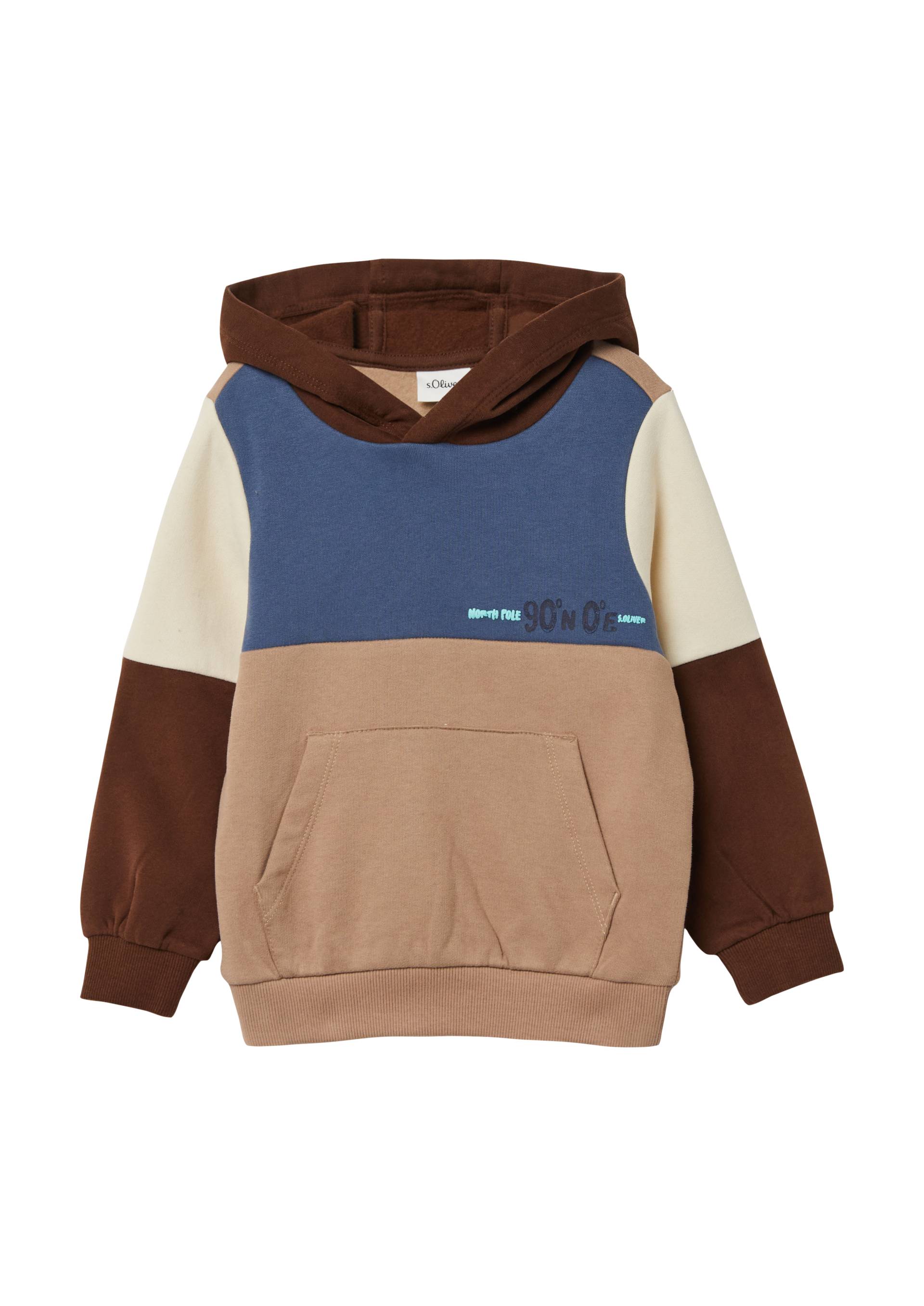 s.Oliver - Kuscheliger Hoodie mit Colourblocking, Kinder, braun|mehrfarbig von s.Oliver
