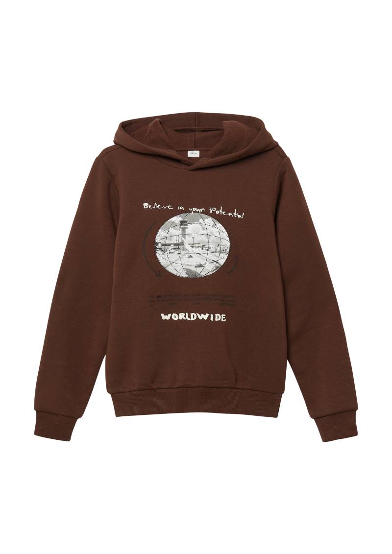 s.Oliver - Kuscheliger Hoodie mit Frontprint, Jungen, braun von s.Oliver