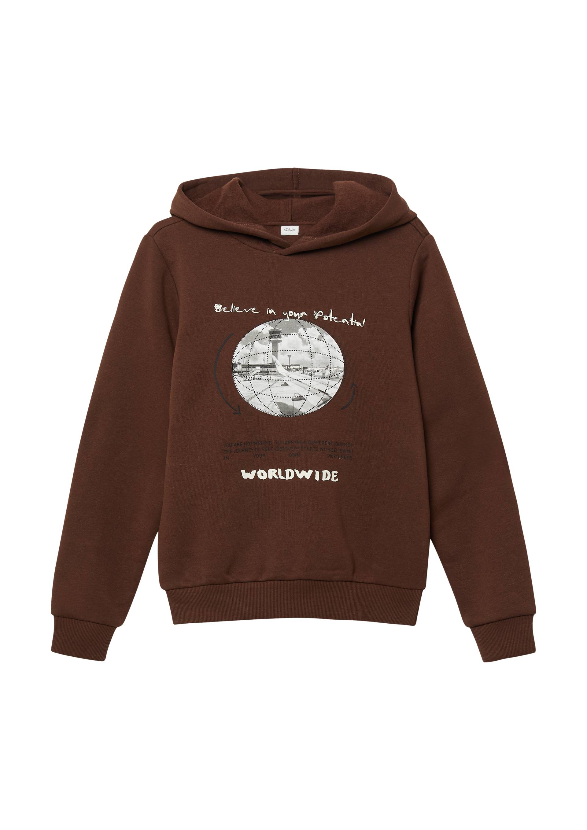 s.Oliver - Kuscheliger Hoodie mit Frontprint, Jungen, braun von s.Oliver