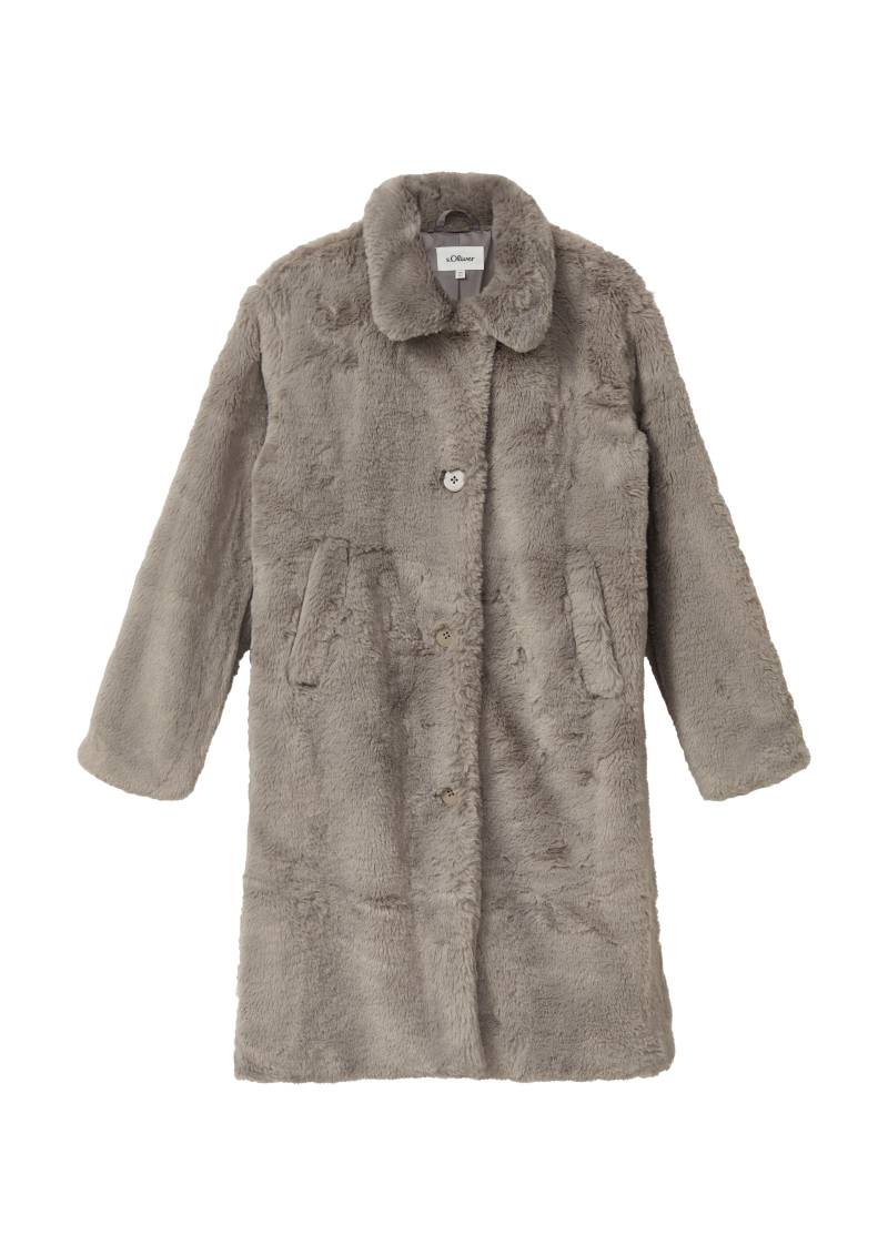 s.Oliver - Kuscheliger Loose-Fit-Mantel in Pelz-Optik, Mädchen, Beige von s.Oliver