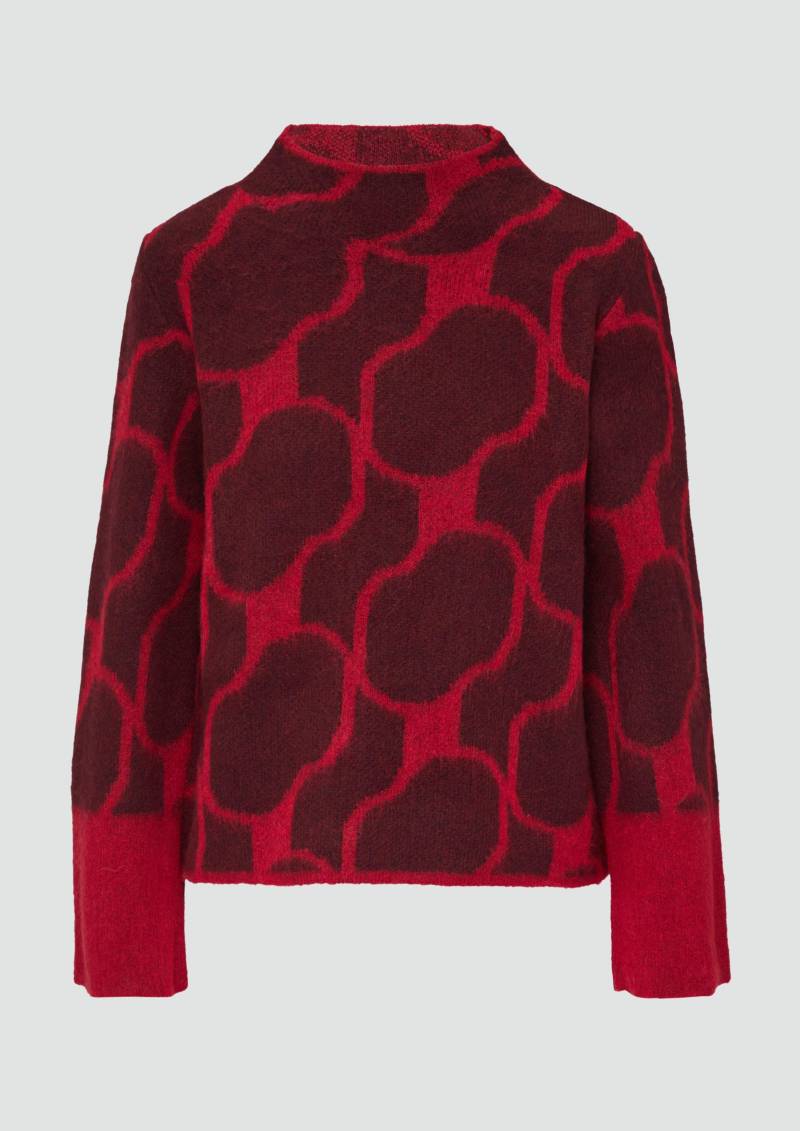 s.Oliver - Kuscheliger Pullover mit Jacquard-Muster, Damen, rot|schwarz von s.Oliver