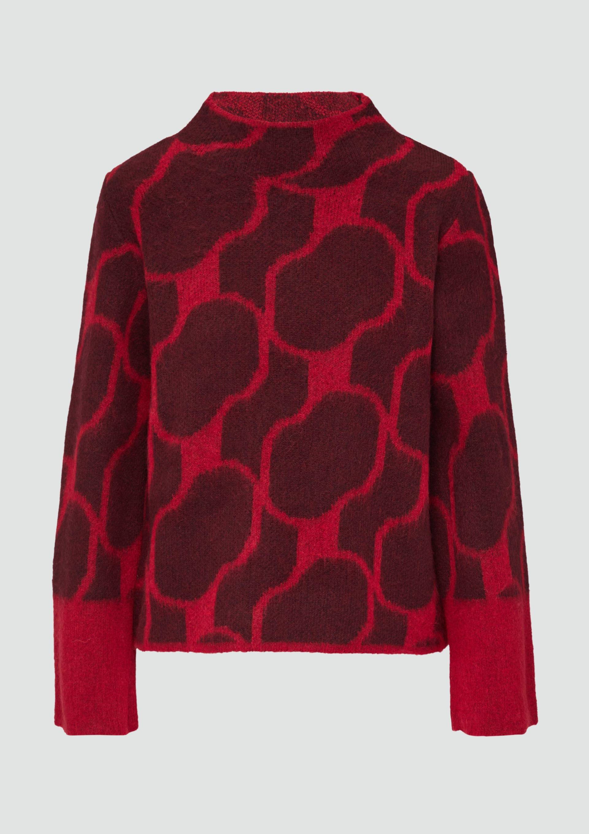 s.Oliver - Kuscheliger Pullover mit Jacquard-Muster, Damen, rot|schwarz von s.Oliver