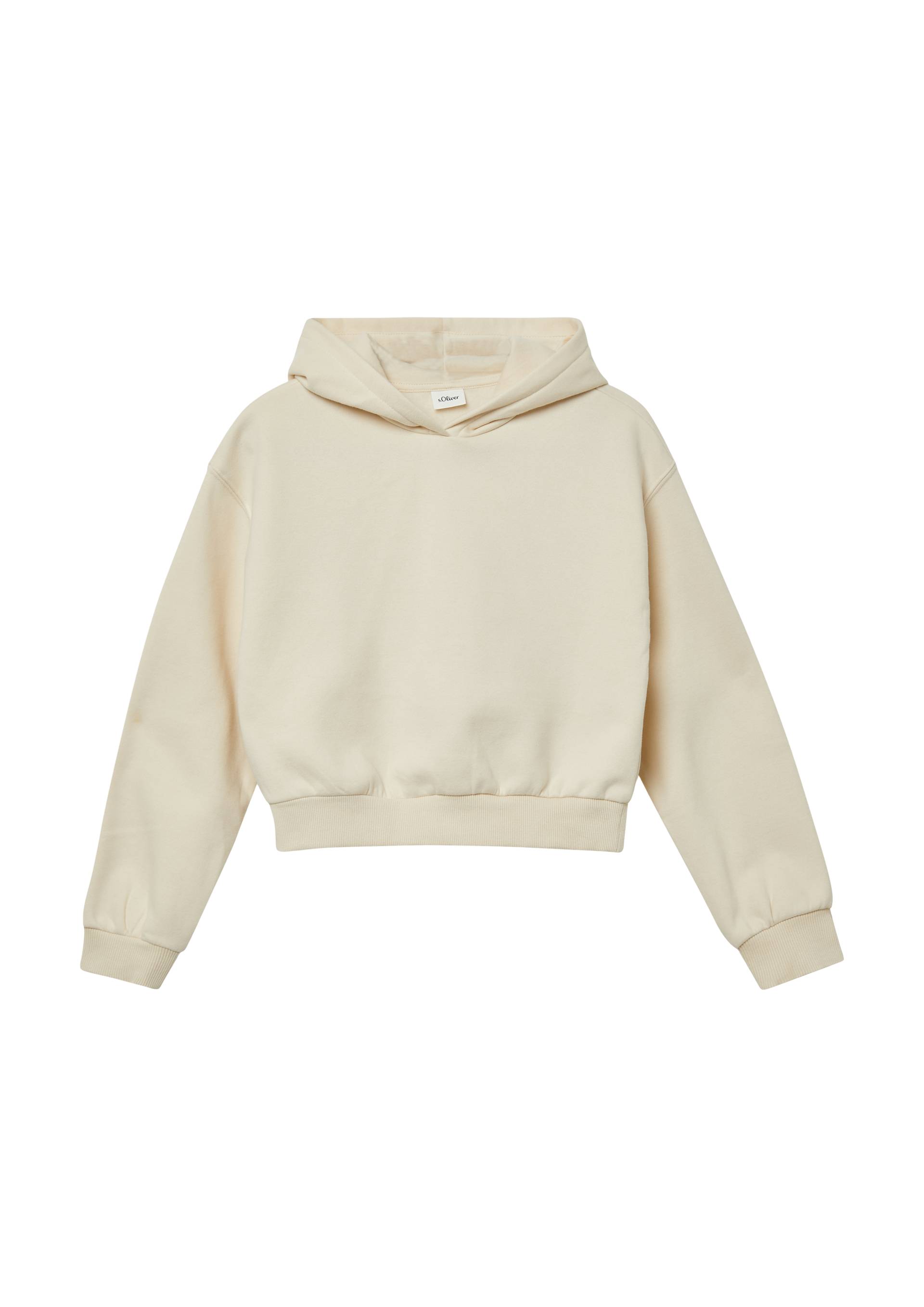 s.Oliver - Kuscheliger cropped Oversize Hoodie mit Print, Mädchen, Beige von s.Oliver