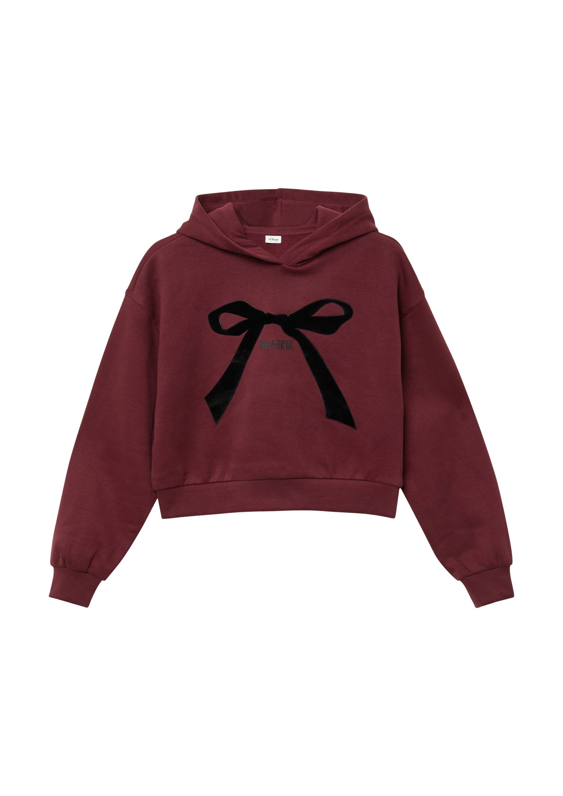 s.Oliver - Kuscheliger cropped Oversize Hoodie mit Print, Mädchen, rot von s.Oliver