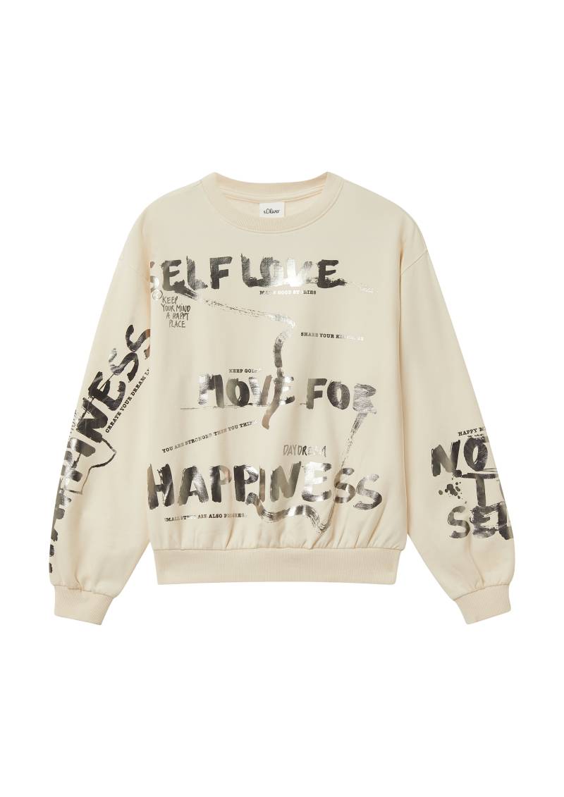 s.Oliver - Kuscheliges Oversize Sweatshirt mit Folienprint, Mädchen, Beige von s.Oliver