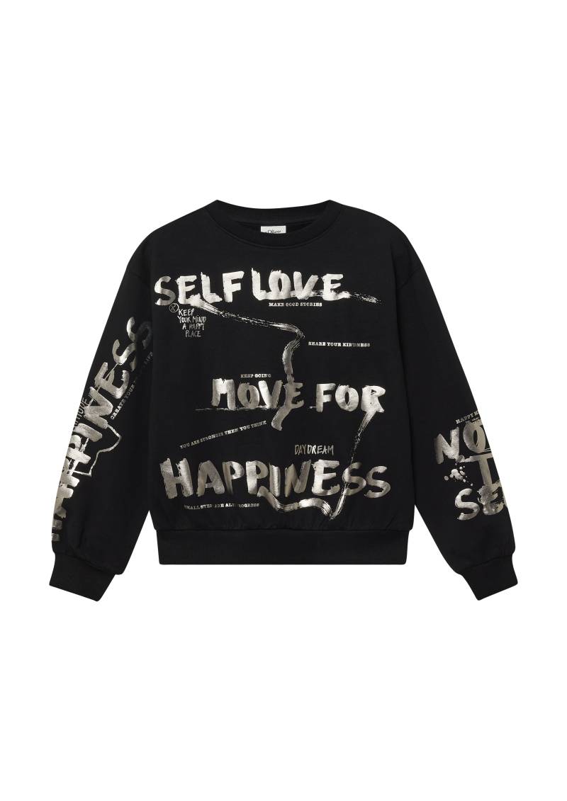 s.Oliver - Kuscheliges Oversize Sweatshirt mit Folienprint, Mädchen, schwarz von s.Oliver