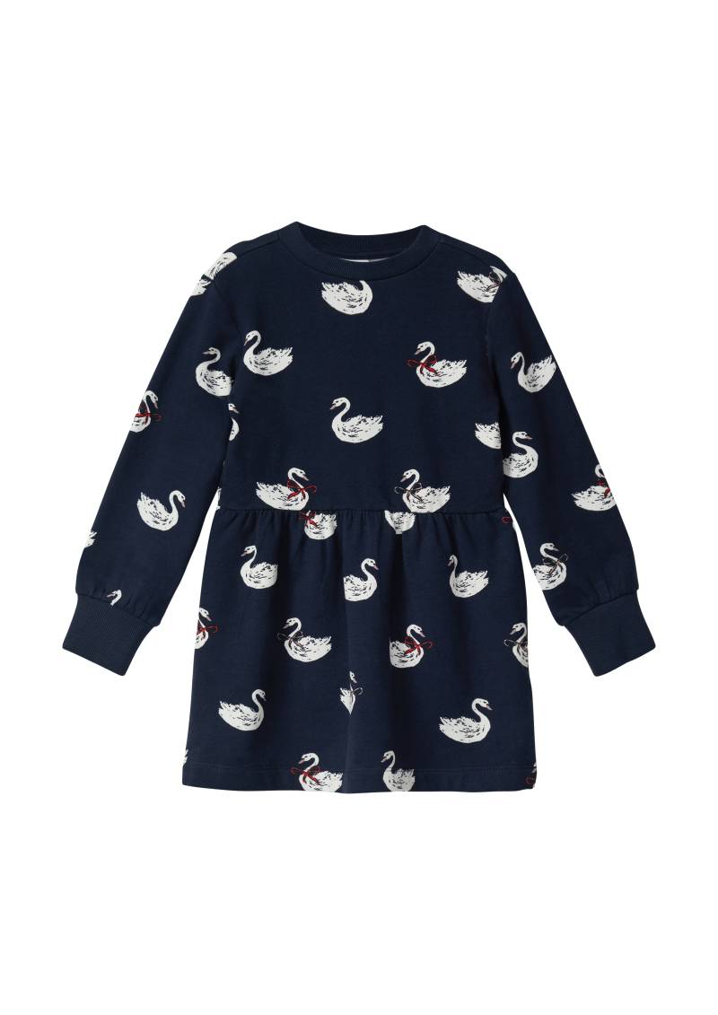 s.Oliver - Kuscheliges Sweatkleid mit All-over-Print, Kinder, blau von s.Oliver