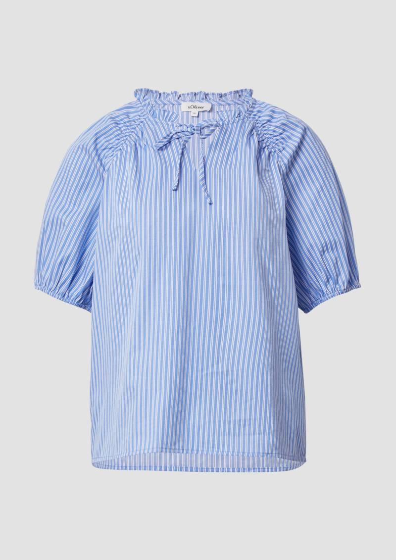 s.Oliver - Bluse im Relaxed Fit mit Rüschenkragen, Damen, blau von s.Oliver