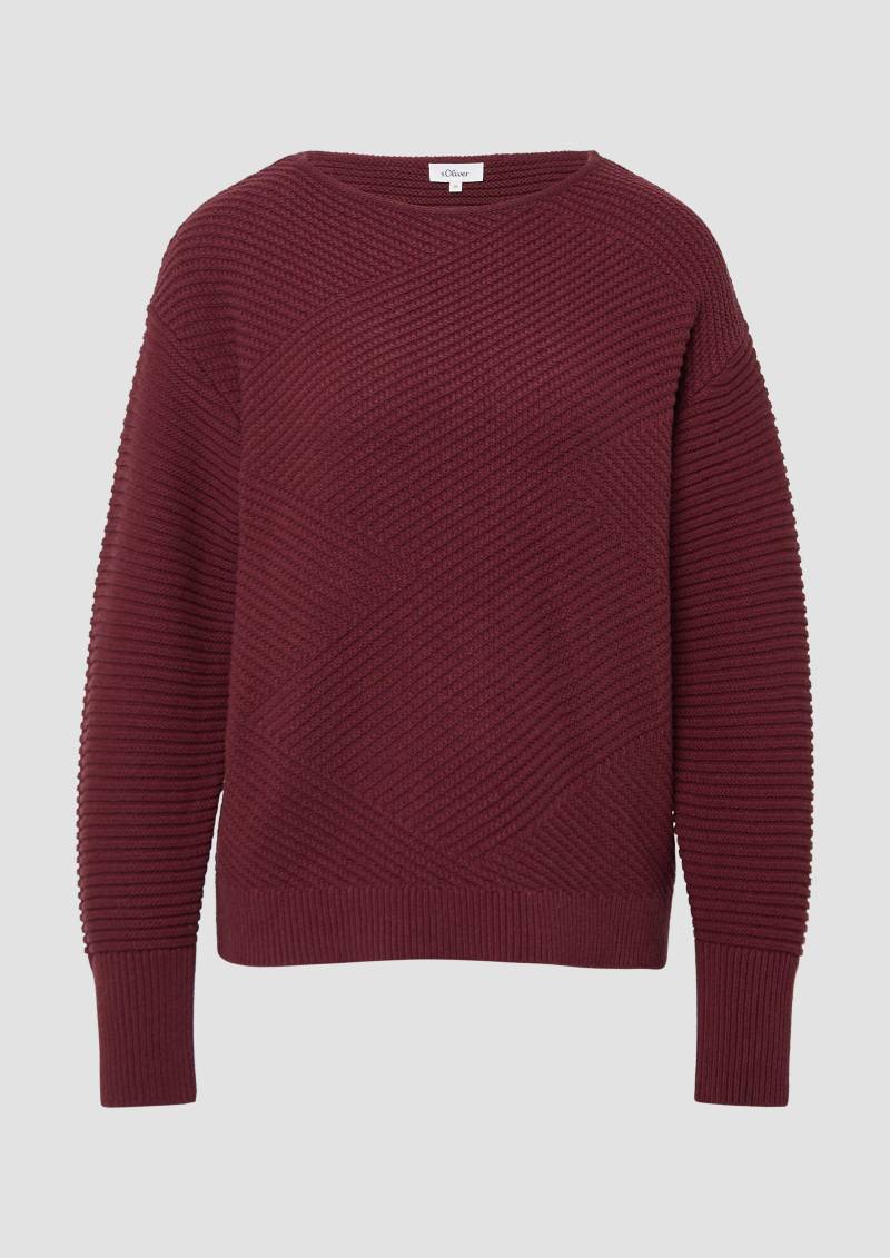 s.Oliver - Strukturierter Strickpullover in Oversize mit Rippbündchen, Damen, rot von s.Oliver
