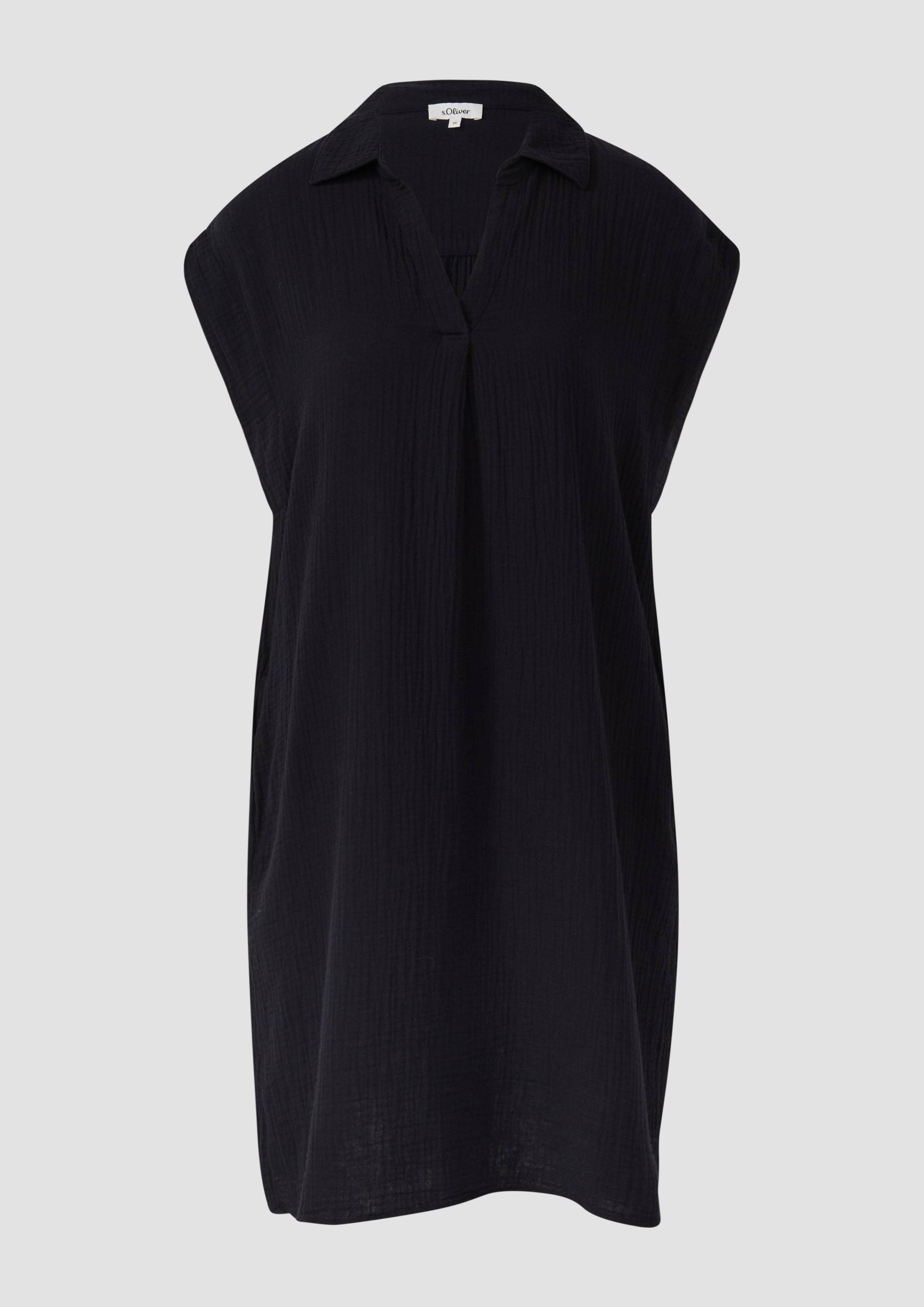 s.Oliver - Lässiges Kleid aus Musselin mit Eingrifftaschen, Damen, schwarz von s.Oliver