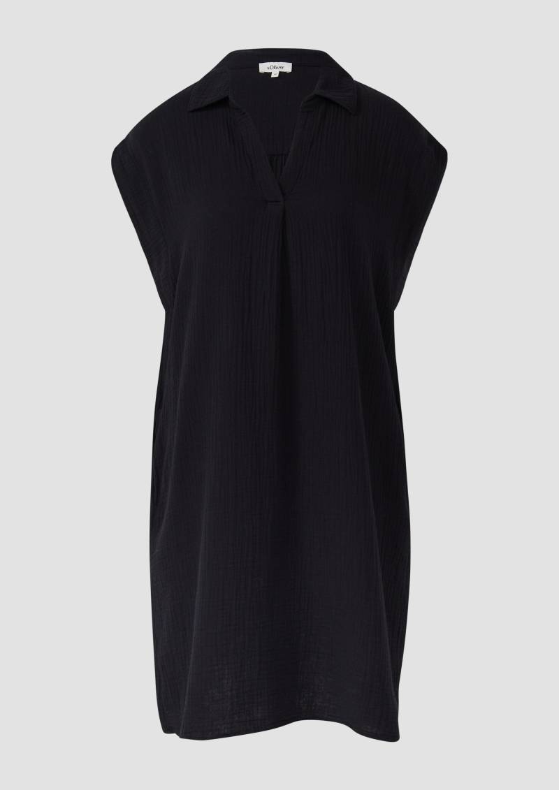 s.Oliver - Lässiges Kleid aus Musselin mit Eingrifftaschen, Damen, schwarz von s.Oliver