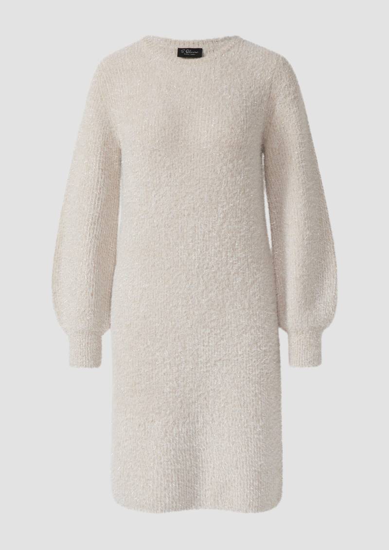 s.Oliver - Flauschiges Strickkleid mit Glitzergarn, Damen, Beige von s.Oliver