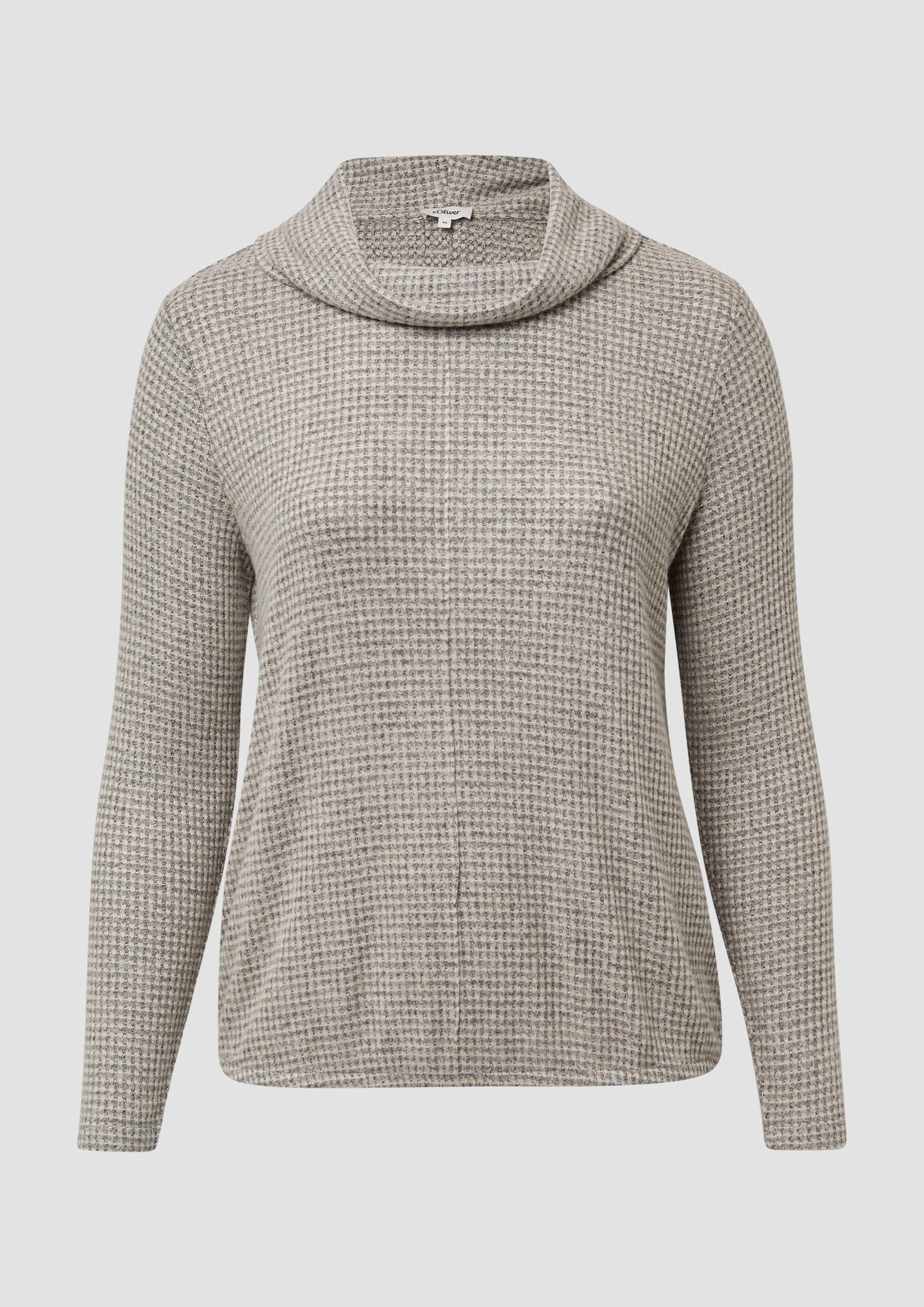 s.Oliver - Langärmliges Jersey-Shirt mit elastischem Saum, Damen, grau|beige von s.Oliver