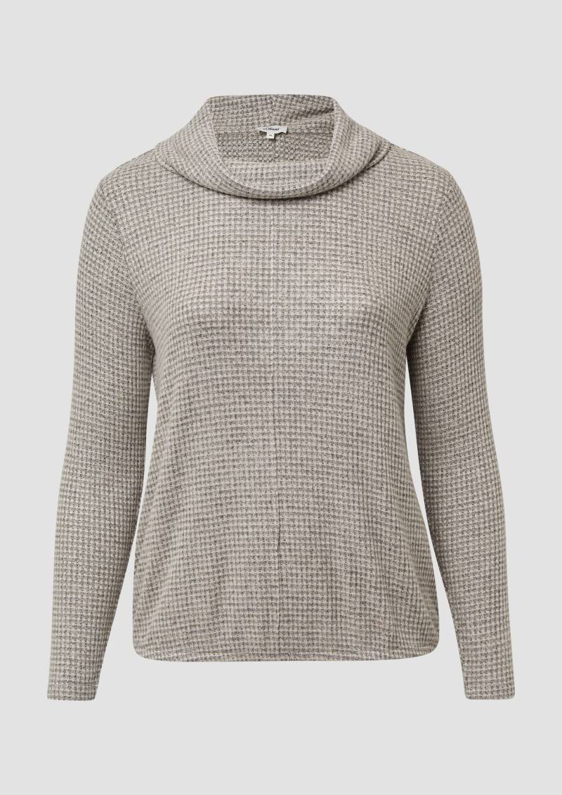 s.Oliver - Langärmliges Jersey-Shirt mit elastischem Saum, Damen, grau|beige von s.Oliver