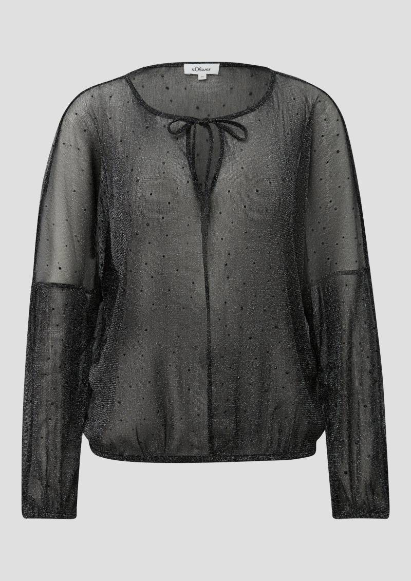 s.Oliver - Transparente Bluse mit Glitzergarn und Schmucksteinen, Damen, schwarz von s.Oliver