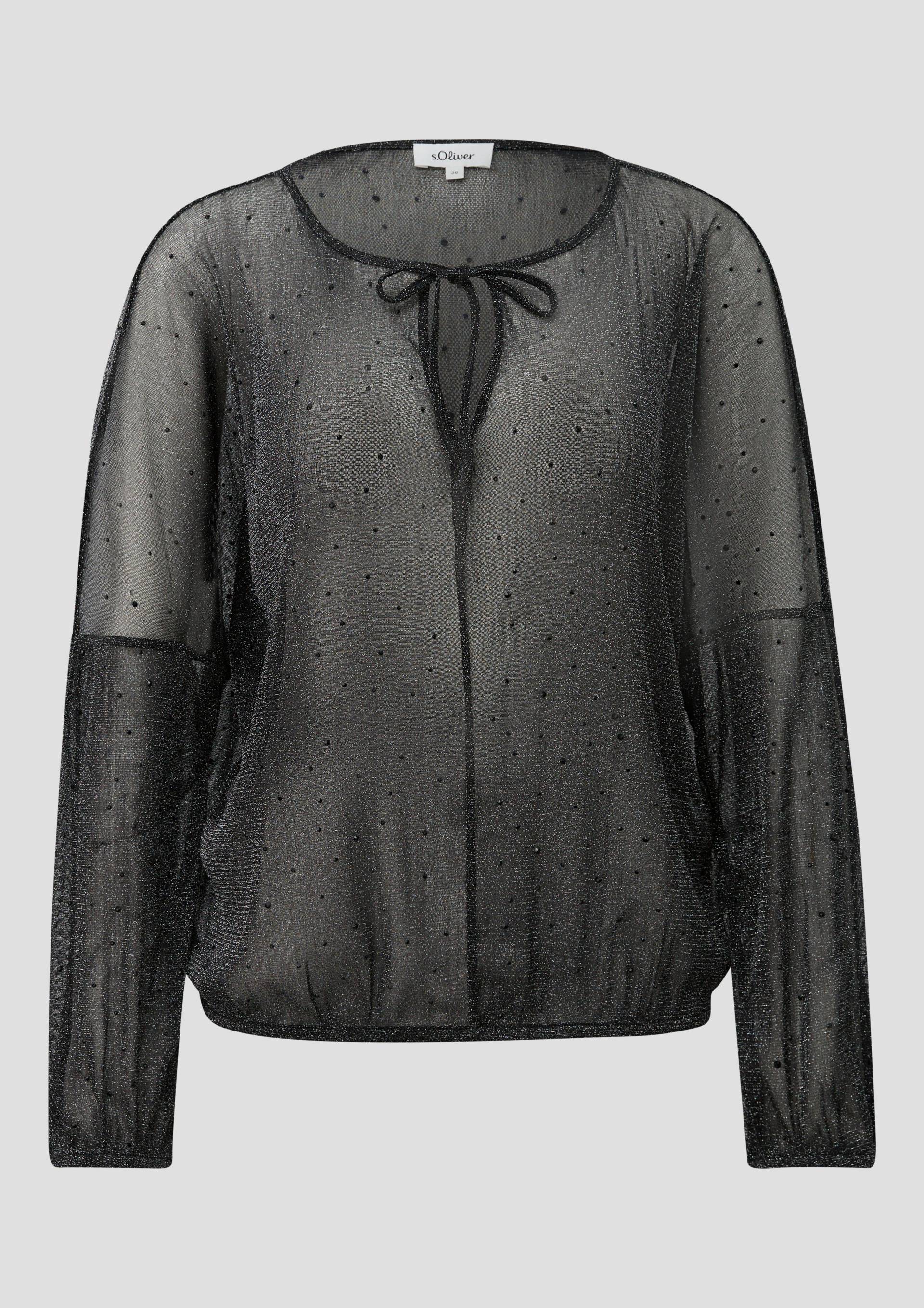 s.Oliver - Transparente Bluse mit Glitzergarn und Schmucksteinen, Damen, schwarz von s.Oliver