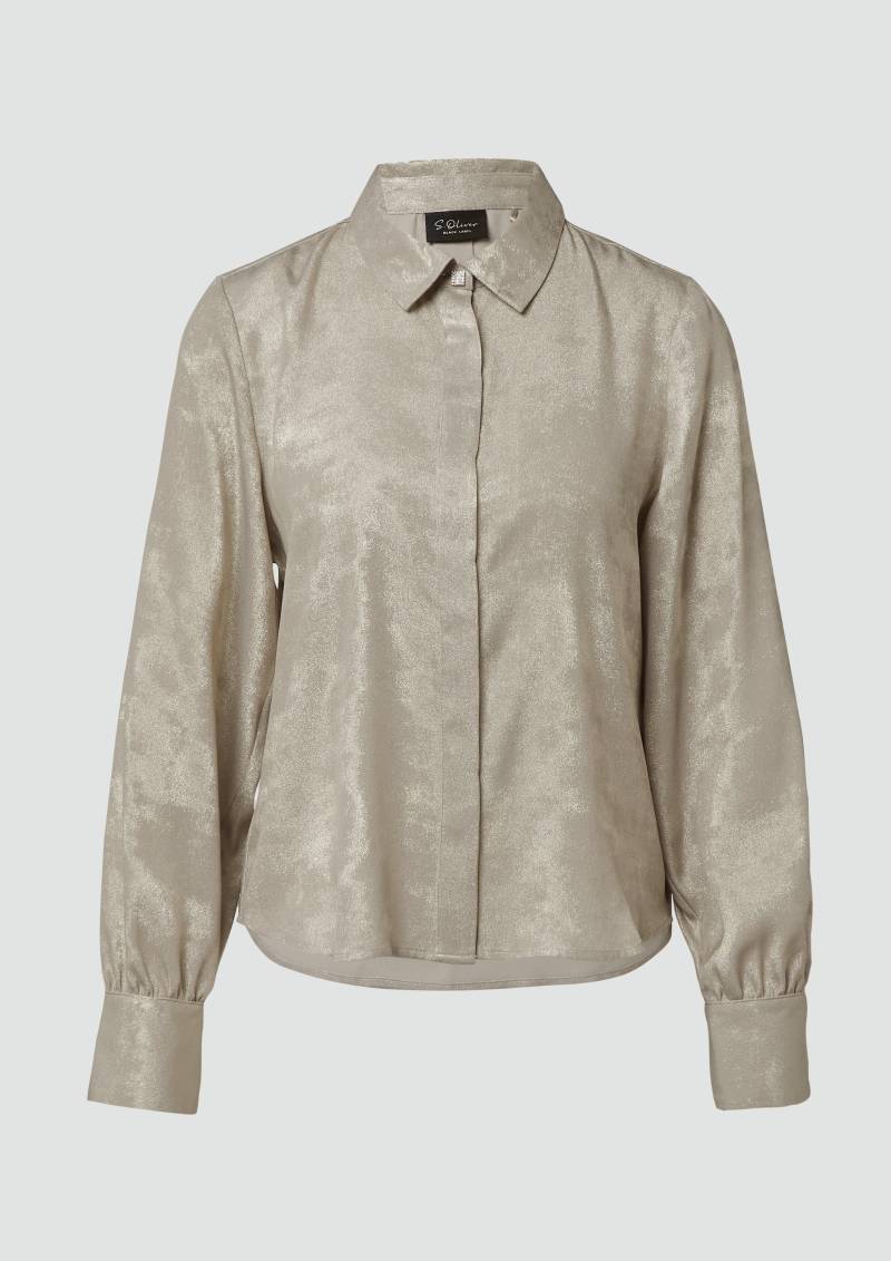 s.Oliver - Langarm-Bluse mit verdeckter Knopfleiste und Hemdkragen, Damen, creme von s.Oliver