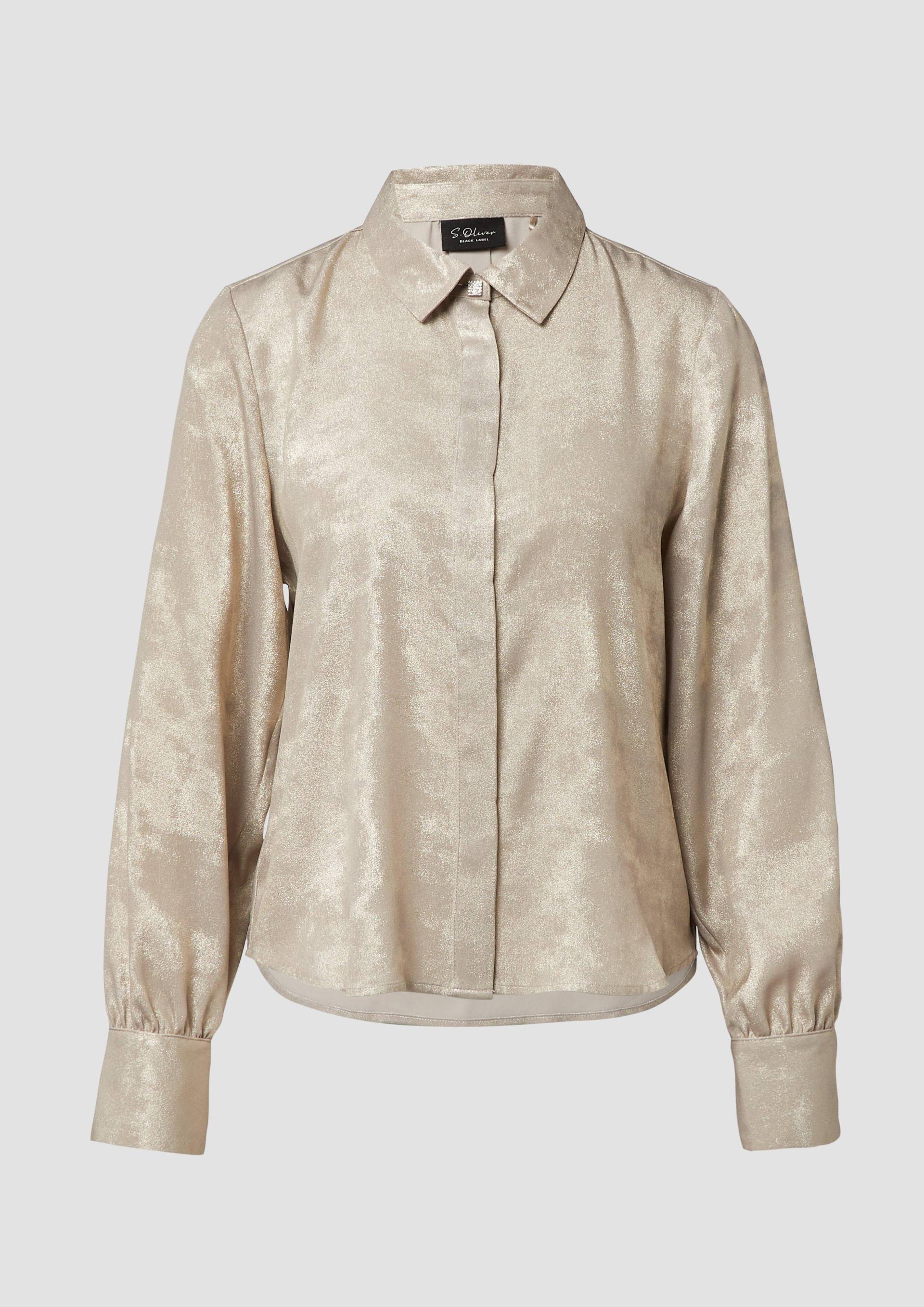 s.Oliver - Langarm-Bluse mit verdeckter Knopfleiste und Hemdkragen, Damen, creme von s.Oliver