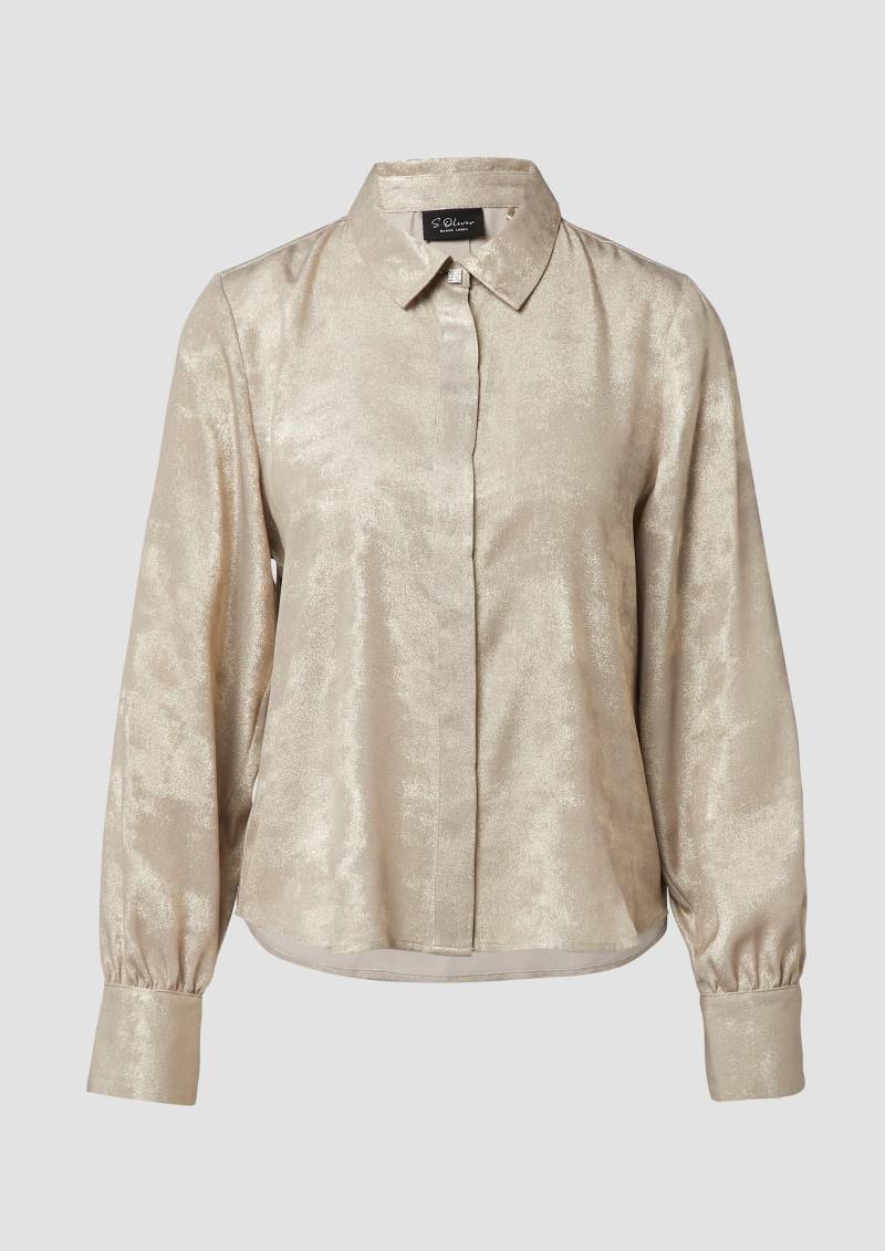 s.Oliver - Langarm-Bluse mit verdeckter Knopfleiste und Hemdkragen, Damen, creme von s.Oliver