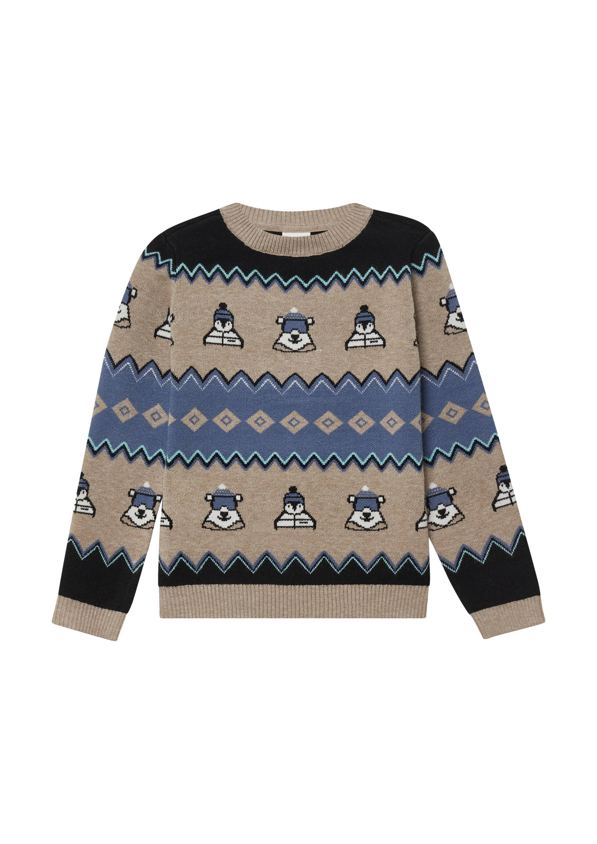 s.Oliver - Langarm-Jacquardpullover im Regular Fit mit Rundhalsausschnitt, Kinder, braun|mehrfarbig von s.Oliver