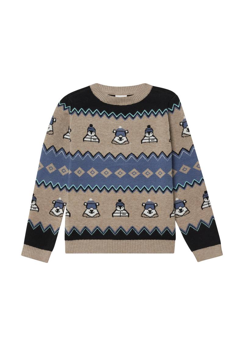 s.Oliver - Langarm-Jacquardpullover im Regular Fit mit Rundhalsausschnitt, Kinder, braun|mehrfarbig von s.Oliver