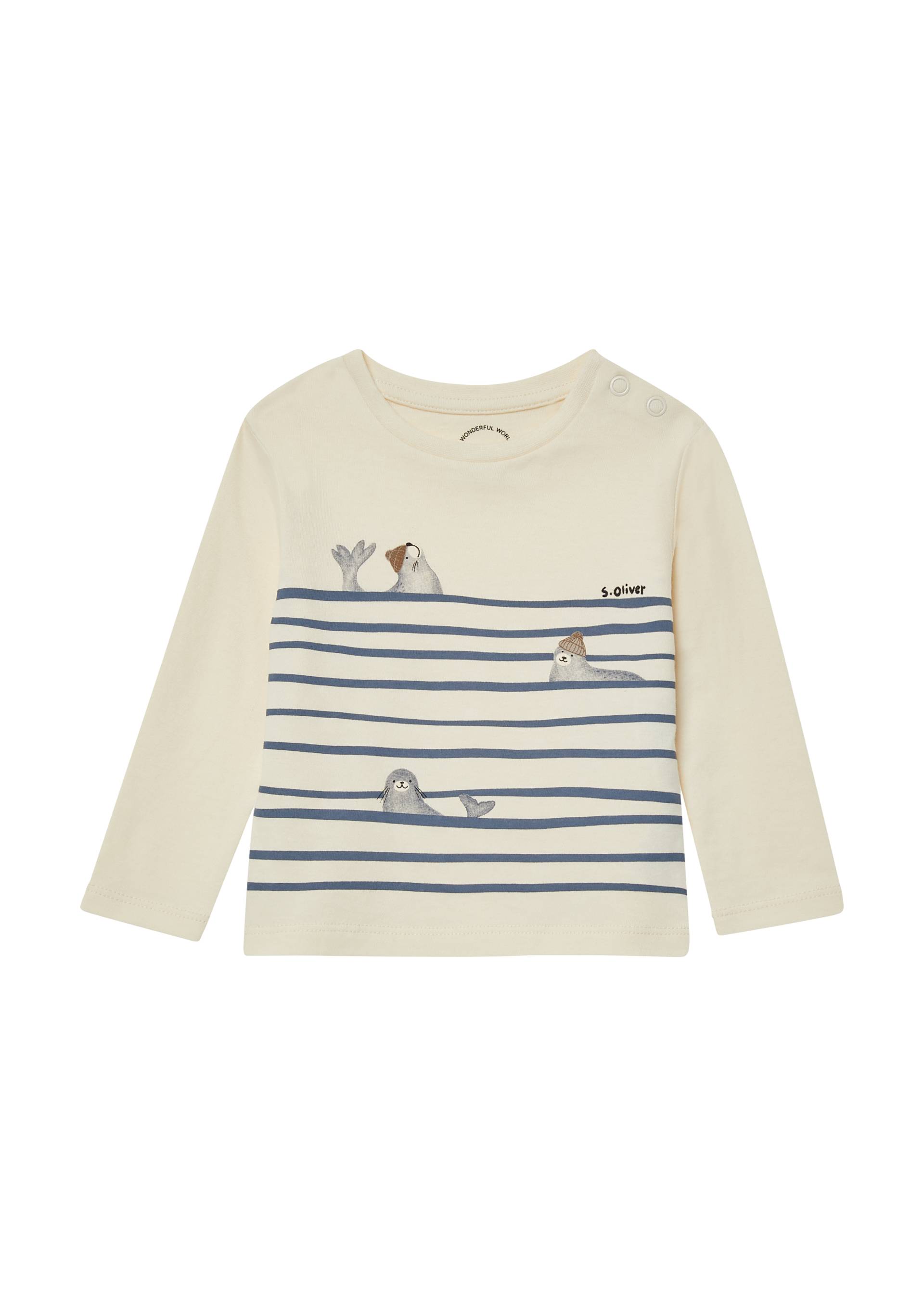s.Oliver - Langarm-Jersey-Shirt mit Frontprint, Babys, Beige von s.Oliver