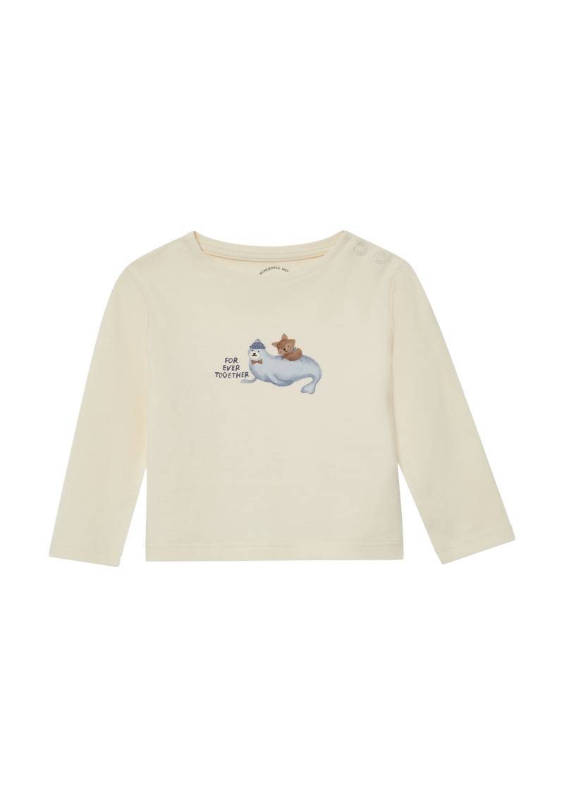 s.Oliver - Langarm-Jersey-Shirt mit Frontprint, Babys, Beige von s.Oliver