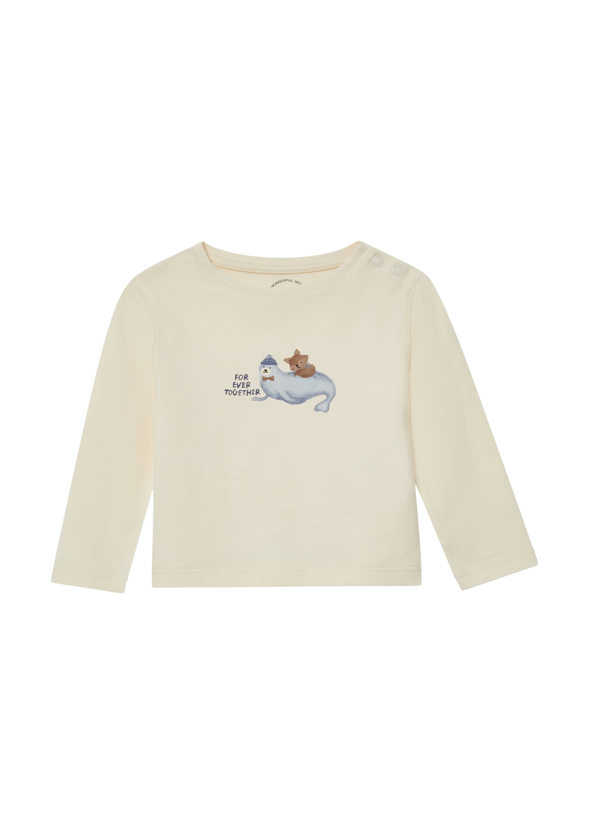 s.Oliver - Langarm-Jersey-Shirt mit Frontprint, Babys, Beige von s.Oliver