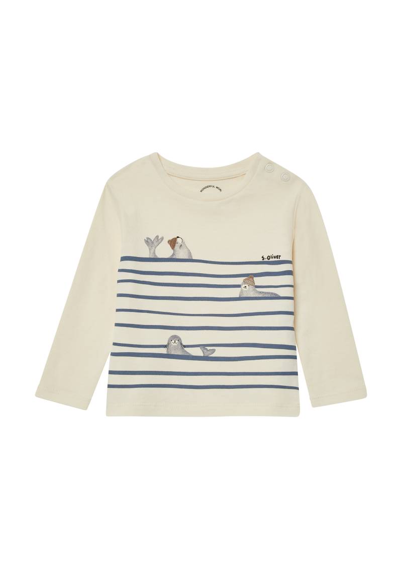 s.Oliver - Langarm-Jersey-Shirt mit Frontprint, Babys, Beige von s.Oliver