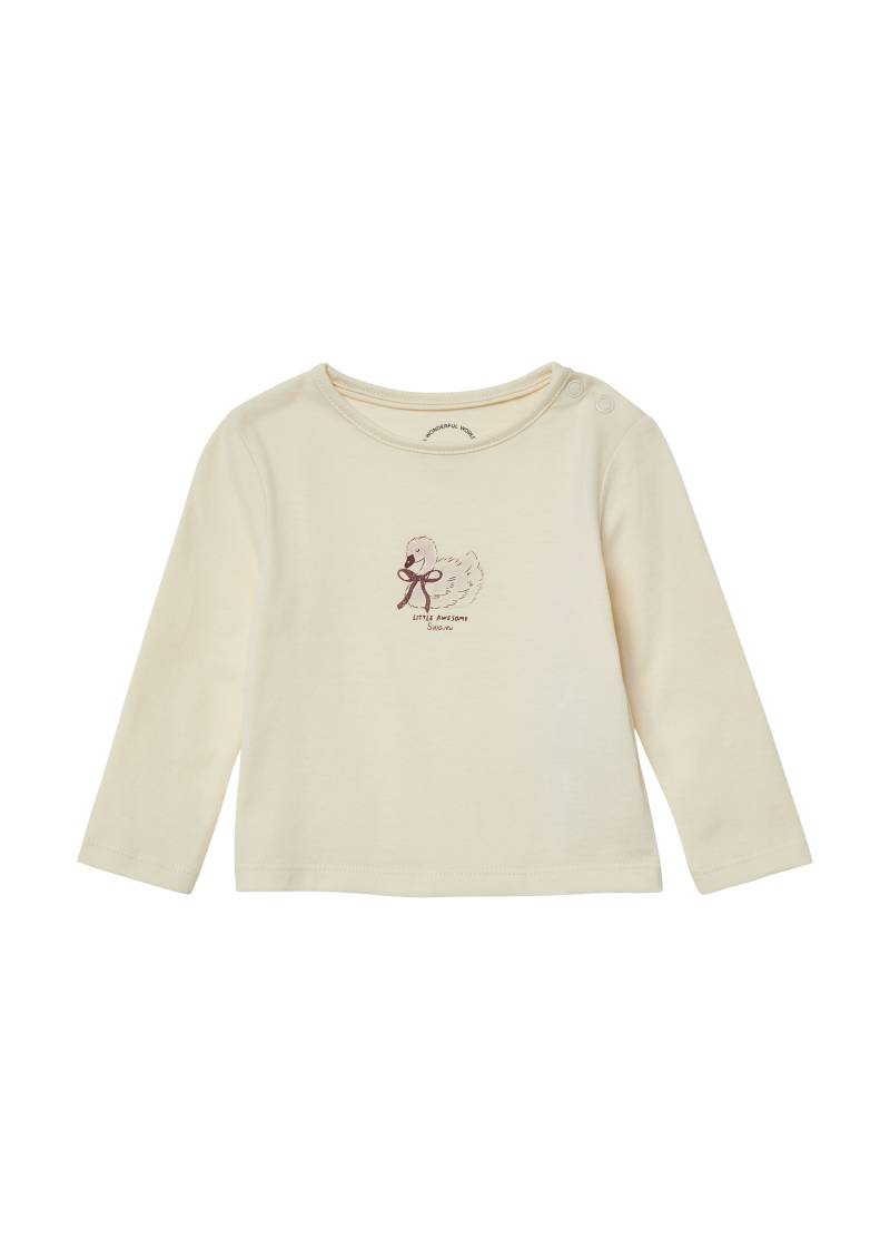 s.Oliver - Langarm-Jersey-Shirt mit Glitzerprint, Babys, Beige von s.Oliver