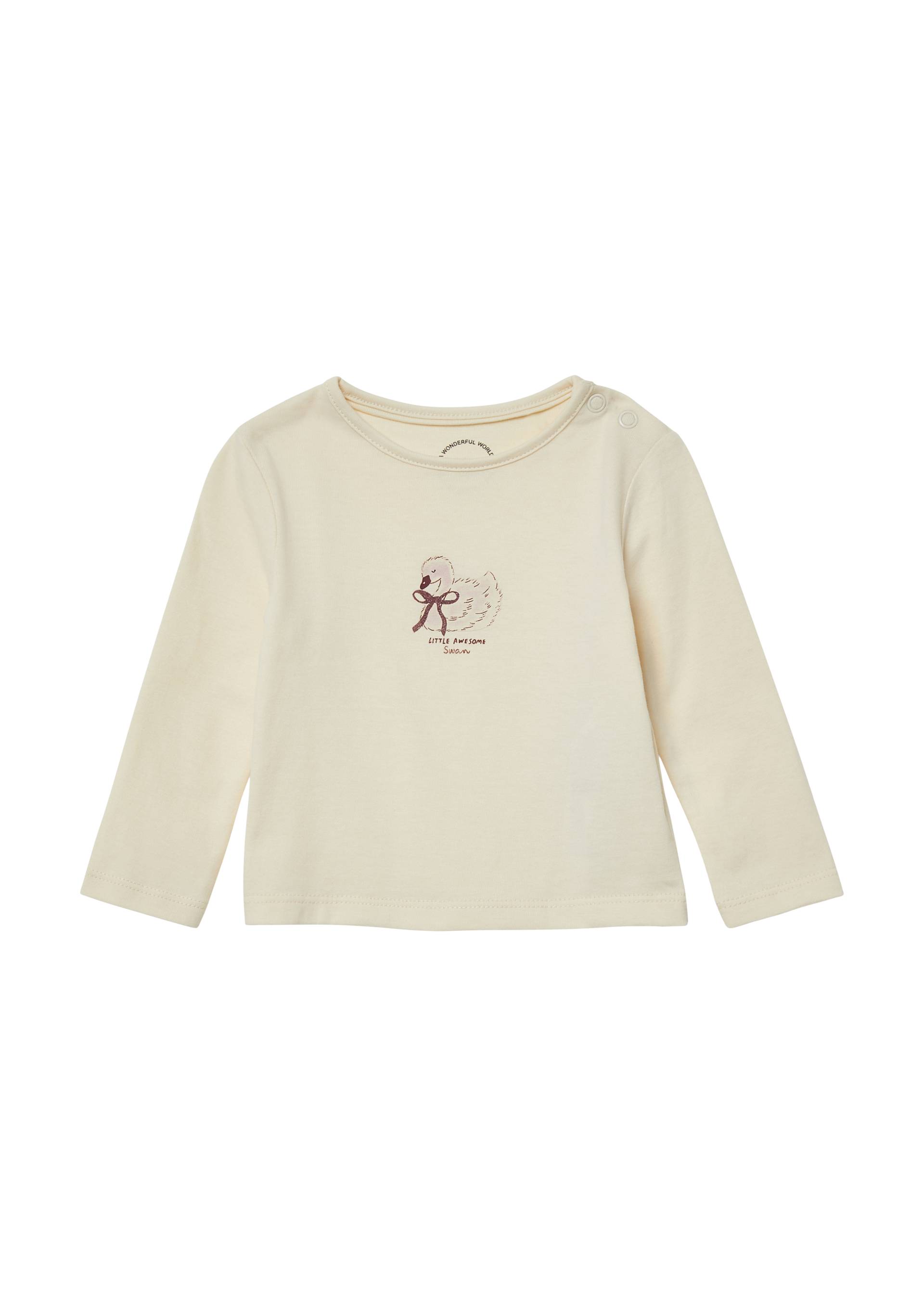 s.Oliver - Langarm-Jersey-Shirt mit Glitzerprint, Babys, Beige von s.Oliver