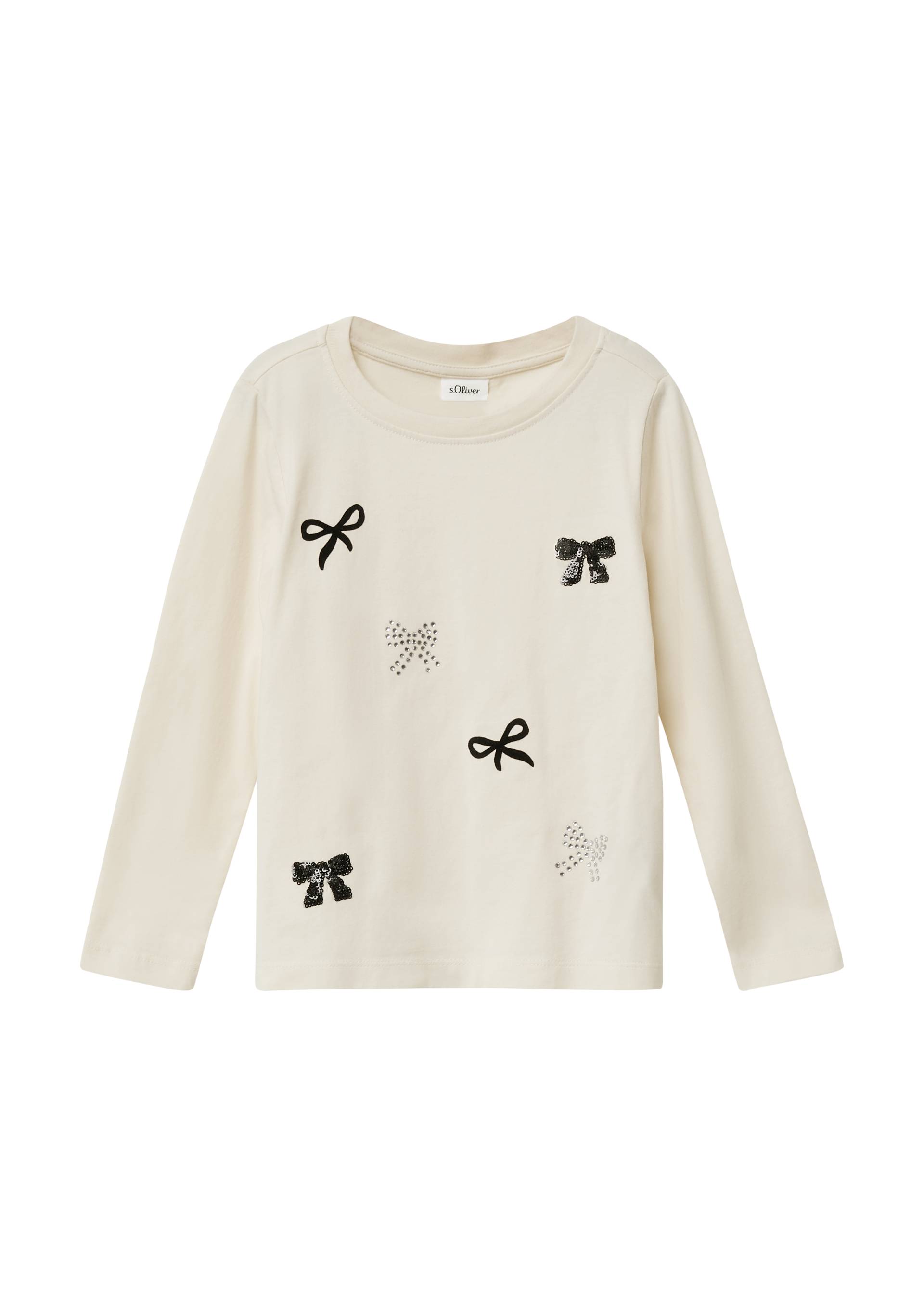 s.Oliver - Langarm-Jerseyshirt mit Schleifen-Details, Kinder, Beige von s.Oliver